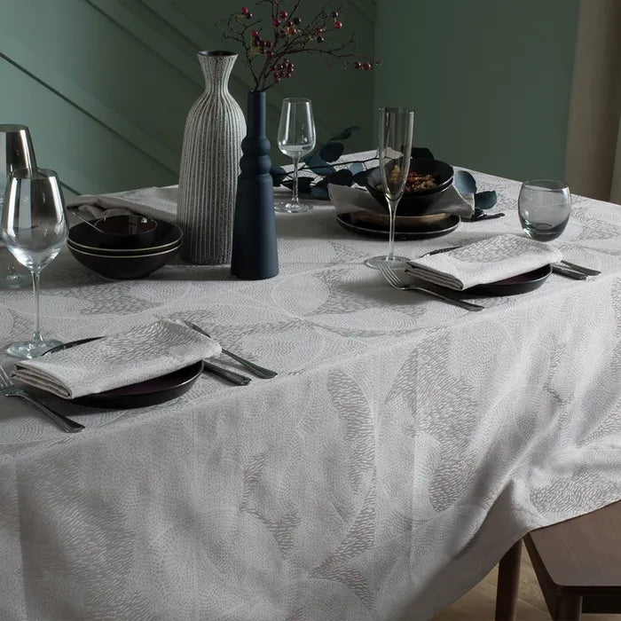 Garnier Thiebaut Mille Gouttes Nacre Tablecloth - Elegant Pearl White French Table Linen for Dining Room, Wedding, and Special Occasions