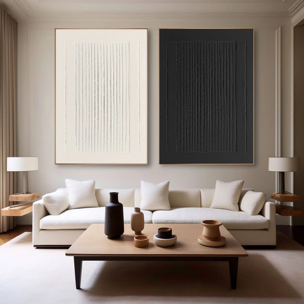 Minimalist Textured Painting Canvas Set of 2 - Modern Abstract Wall Art for Living Room & Bedroom Decor - Perfect for Home & Office Interior Design #MM100