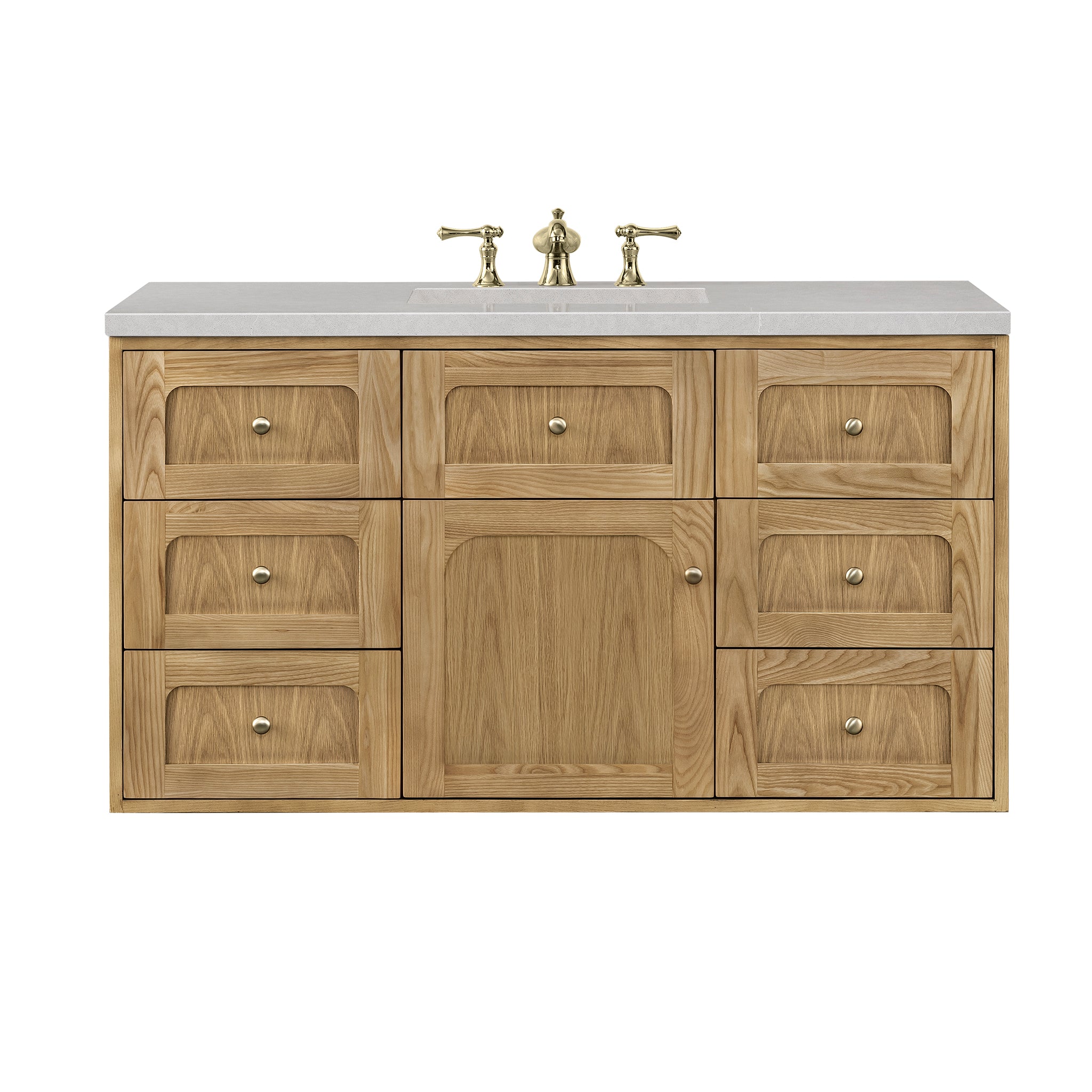 Laurent 48 Inch Single Bathroom Vanity with Light Natural Oak Finish and 3CM Eternal Serena Top - Perfect for Modern Home Bathroom Renovation and Upgrade