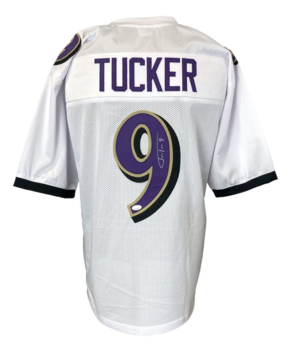 Justin Tucker Baltimore Ravens Autographed White Football Jersey with JSA COA - Perfect for NFL Fans, Collectors & Game Day Memorabilia