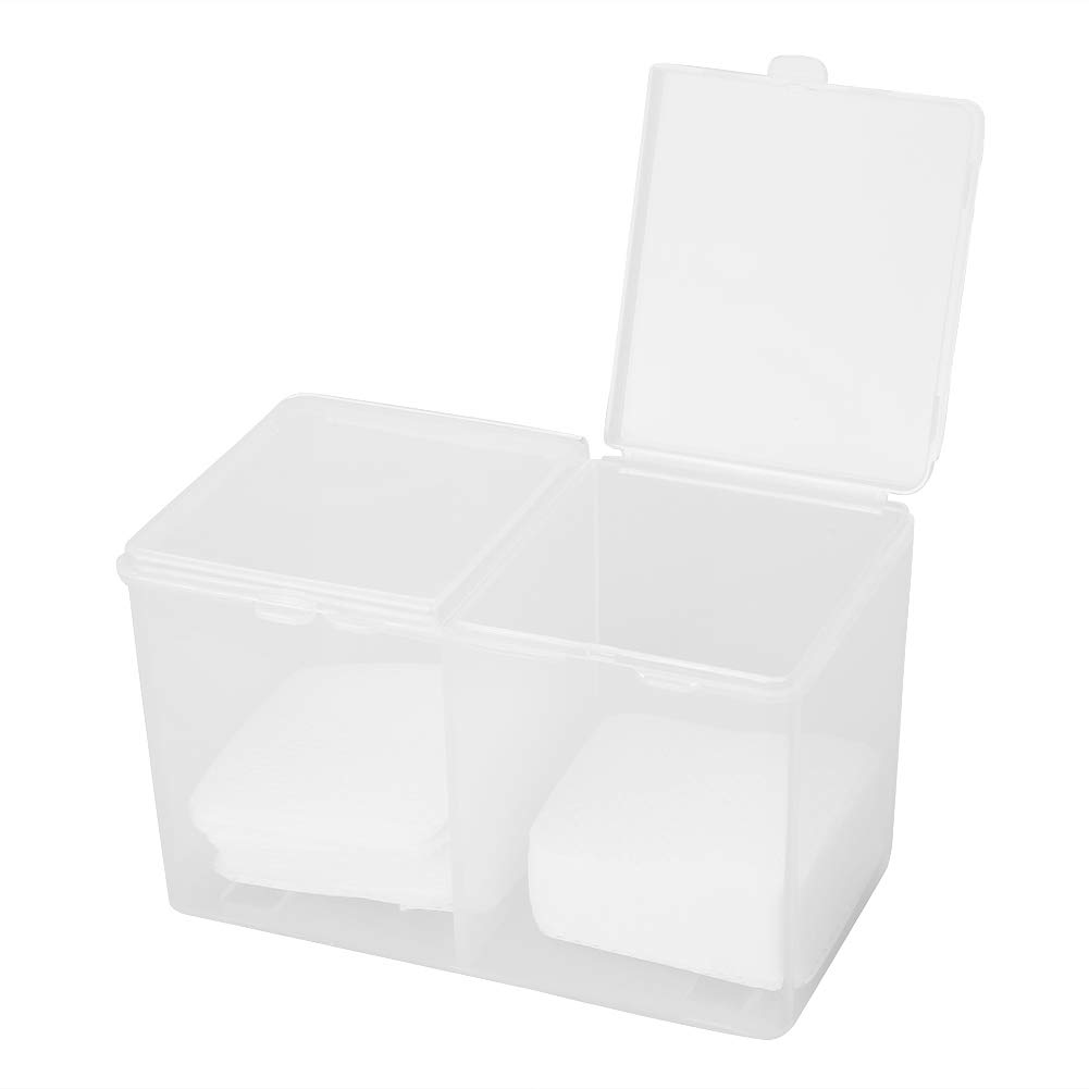 2 Grids Cotton Pads Dispenser - Transparent Plastic Makeup Organizer for Bathroom Vanity & Travel