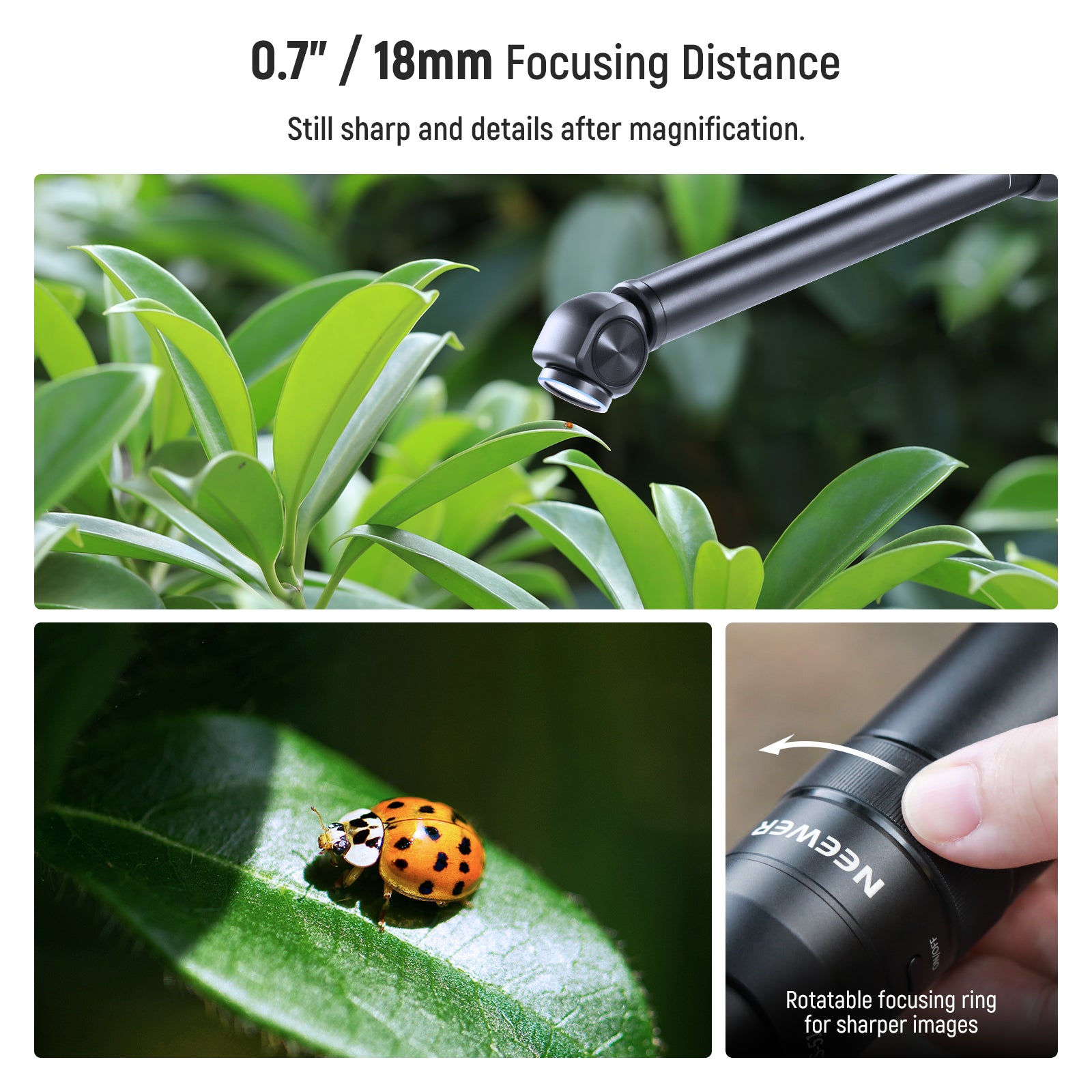NEEWER LS 51 18mm 2x Macro Probe Lens with 17mm Thread - Professional Close-Up Photography for Jewelry, Electronics & Small Object Inspection