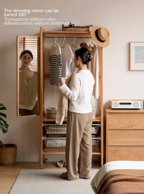 Premium Oak Solid Wood Coat Rack with Integrated Hooks - Perfect for Entryway, Bedroom & Closet Organization