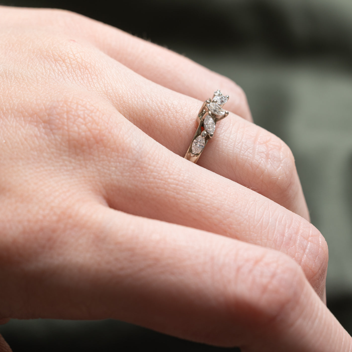 0.60ctw Five Stone Marquise Cut Diamond Ring - Size 4.5 | Elegant Engagement & Wedding Band for Women | Perfect for Proposals, Anniversaries & Special Occasions