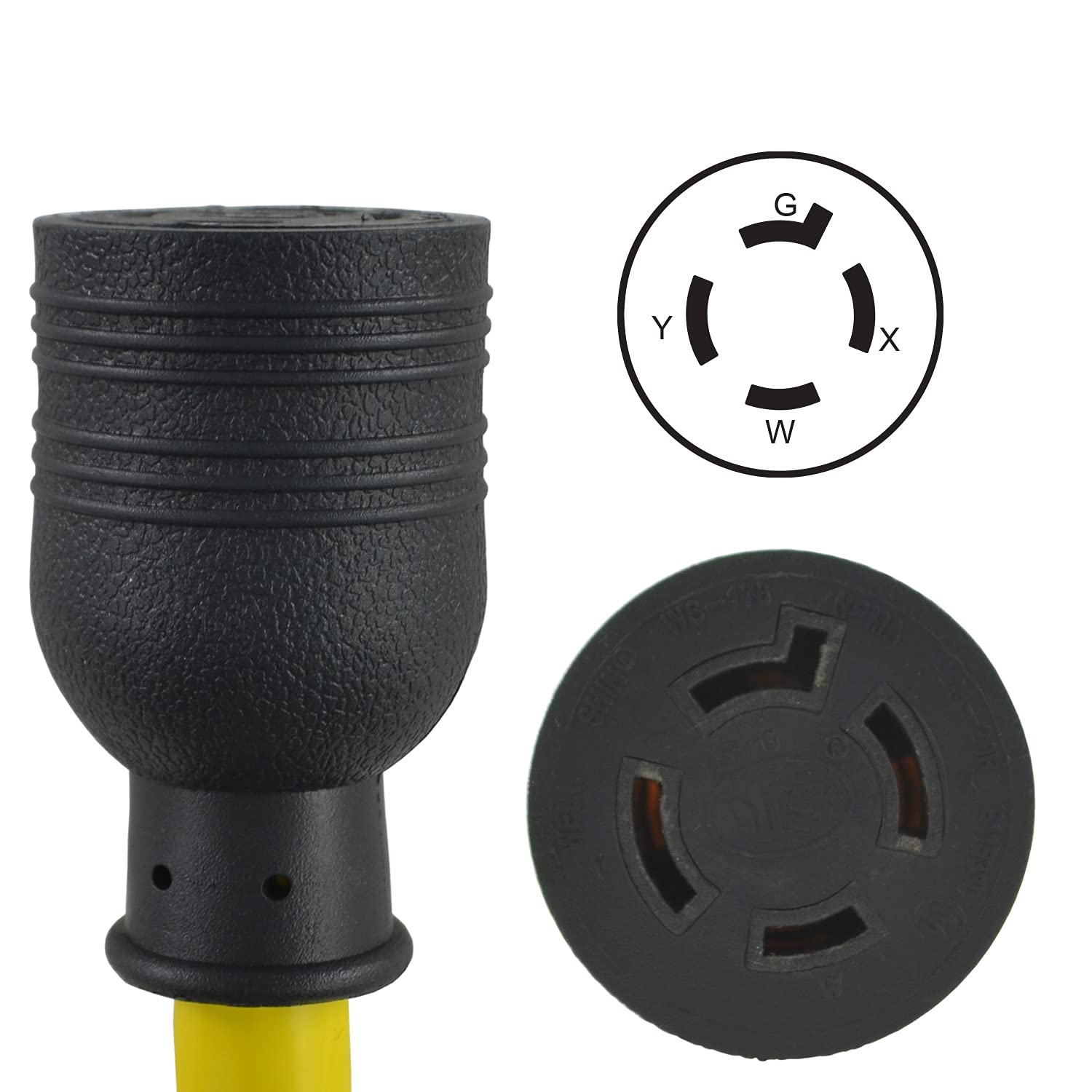 Conntek 20592 50-Foot Heavy Duty L14-20 Generator Power Cord - 125/250V, 20A, Yellow - Perfect for Backup Power, RV Camping & Job Sites