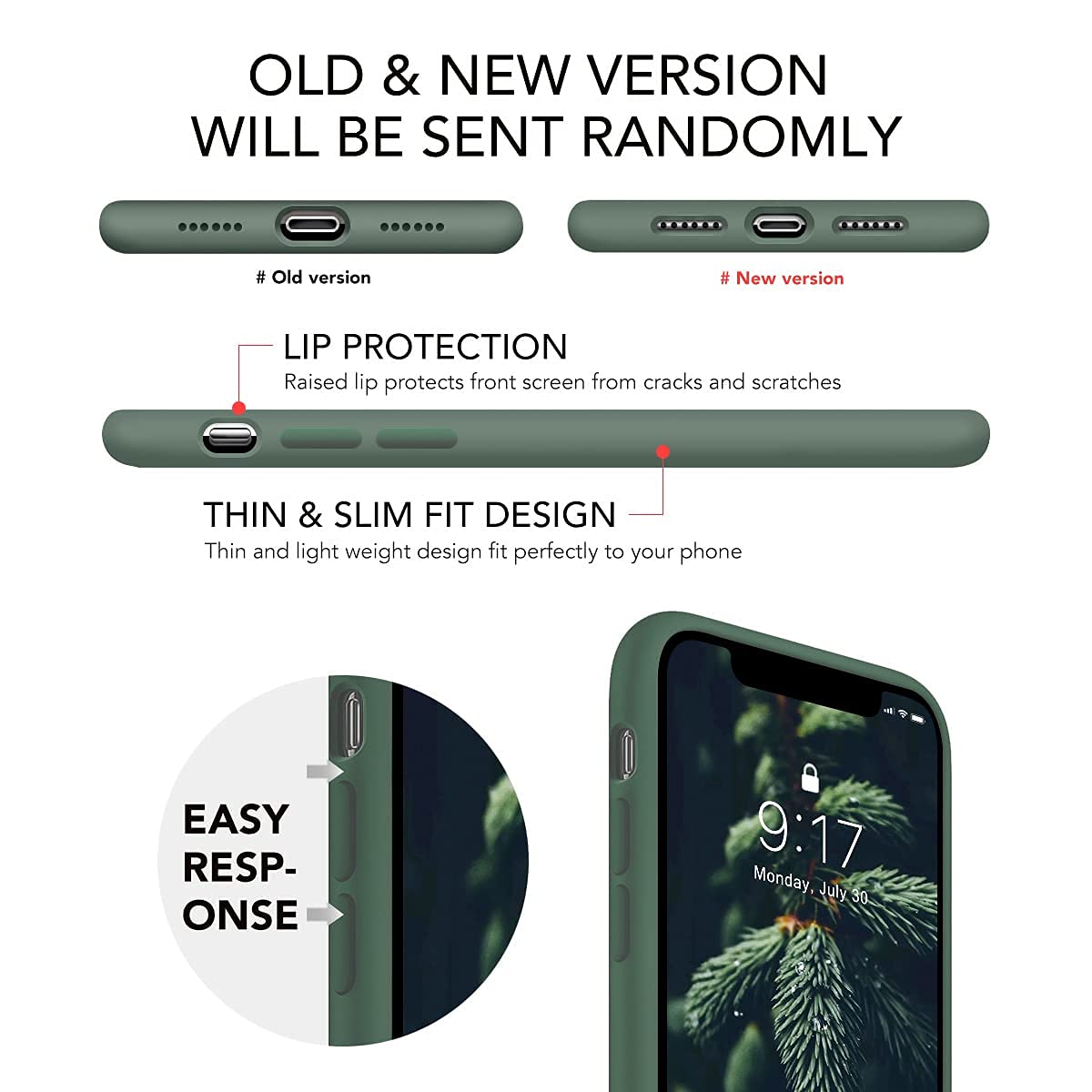 Liquid Silicone Gel Rubber Phone Case for iPhone X/Xs - 5.8 Inch Full Body Slim Soft Protective Cover with Microfiber Lining (Forest Green) | Shockproof & Scratch Resistant for Daily Use, Travel & Outdoor Activities