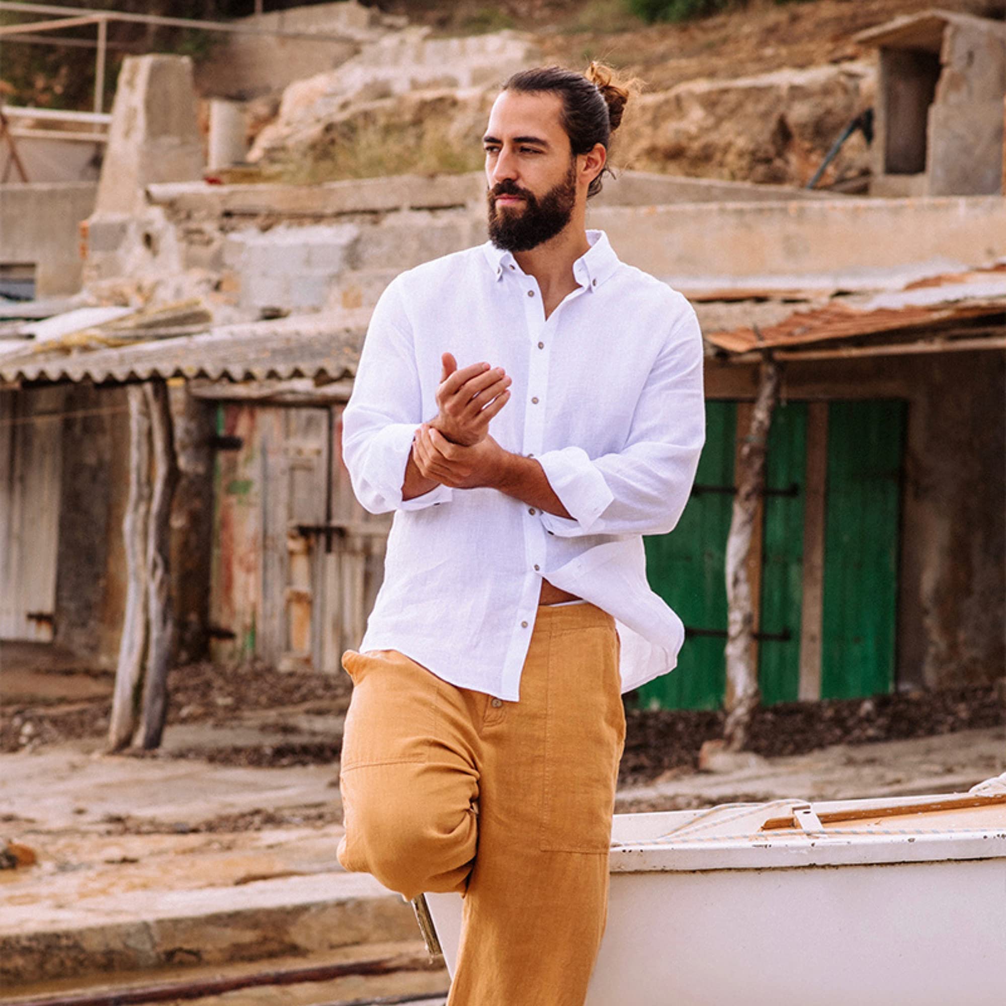 Magic Linen - Nevada Men's 100% Flax Linen Shirt | Lightweight Button-Down Shirt for Men | Perfect for Summer, Travel & Casual Wear