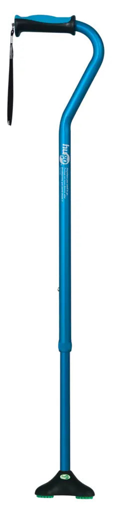 Hugo Ergonomic Offset Handle Cane with QuadPod Cane Tip - Lightweight Adjustable Walking Stick for Seniors & Mobility Support - Ideal for Indoor/Outdoor Use, Travel & Daily Assistance