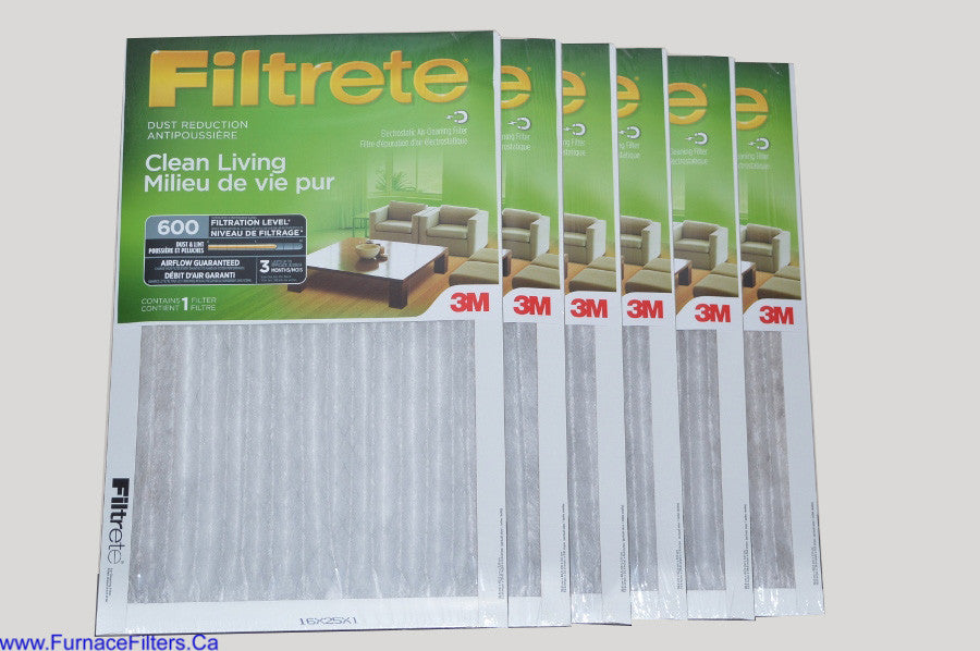 3M Filtrete 16x25x1 Air Filter MPR 600, 6-Pack – High Efficiency Furnace Filters for Home HVAC Systems, Dust & Allergen Reduction – Perfect for Living Rooms, Bedrooms & Offices