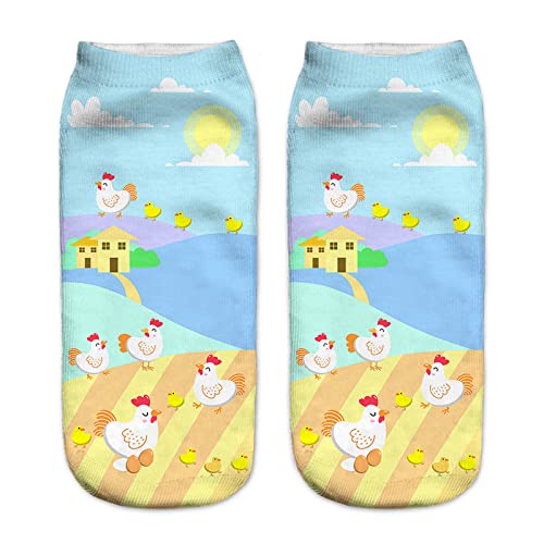 Benefeet Women's Funny Crazy Sloth & Unicorn Ankle Socks - 3D Printed Novelty Low Cut Socks for Girls - Perfect Gift for Birthday, Christmas & Casual Wear
