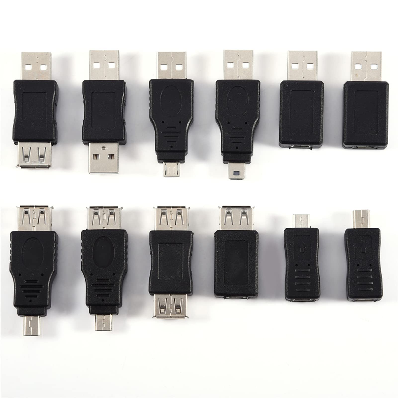 12-Piece USB Adapter Kit - Micro USB to USB A, Mini 5P USB, Mini USB & More - Universal Connector for Laptops, Phones, Tablets & PC - Includes 2x OTG Adapters for Data Transfer & Charging - Perfect for Travel, Office & Home Use
