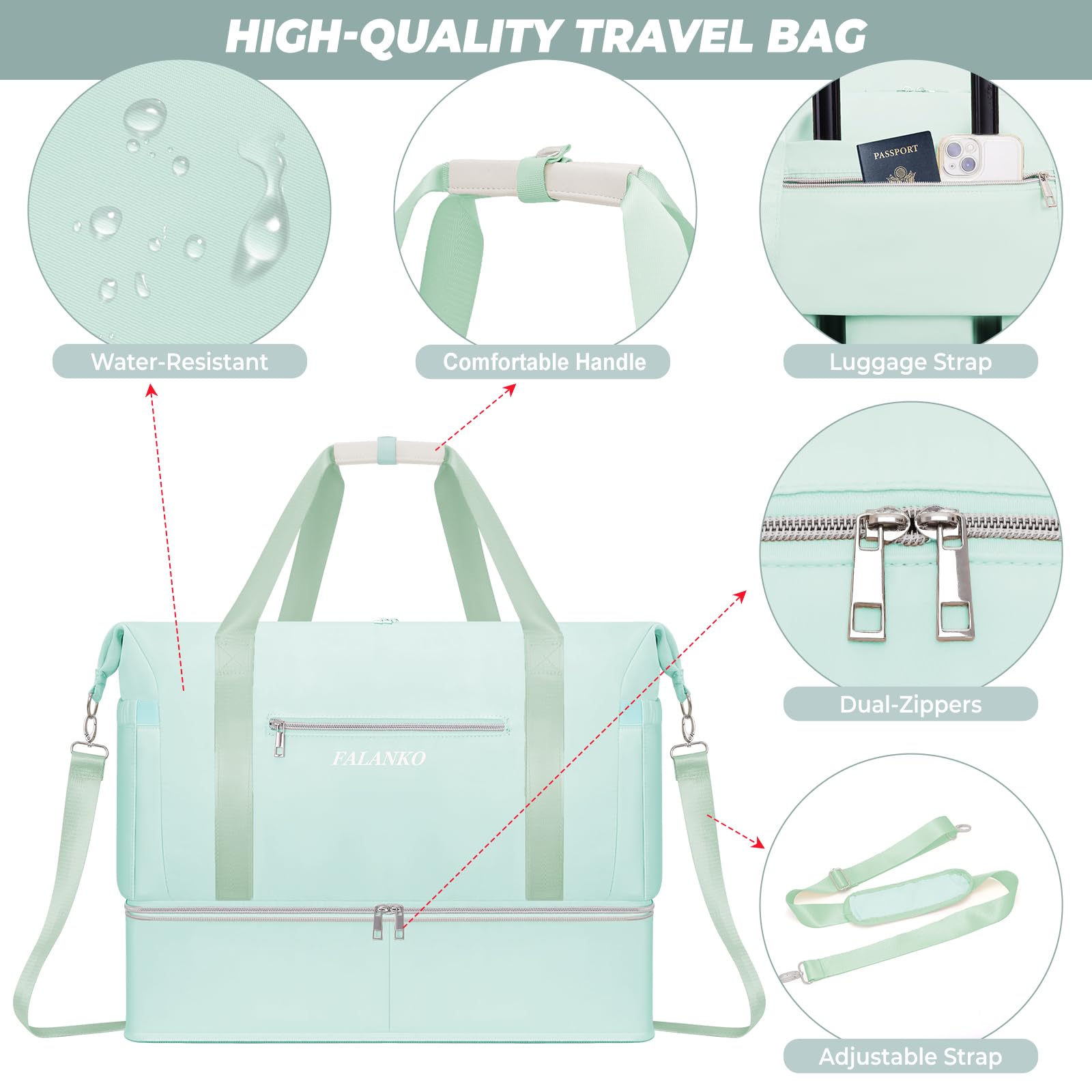 Women's Weekender Bag - 44L Large Expandable Travel Duffel with Shoe Compartment & Toiletry Set | Waterproof Wet Pocket | Overnight Backpack Carry-On Tote for Gym, Beach, Hospital & Outdoor Adventures | Perfect for Weekend Getaways, Business Trips & Vacation Travel