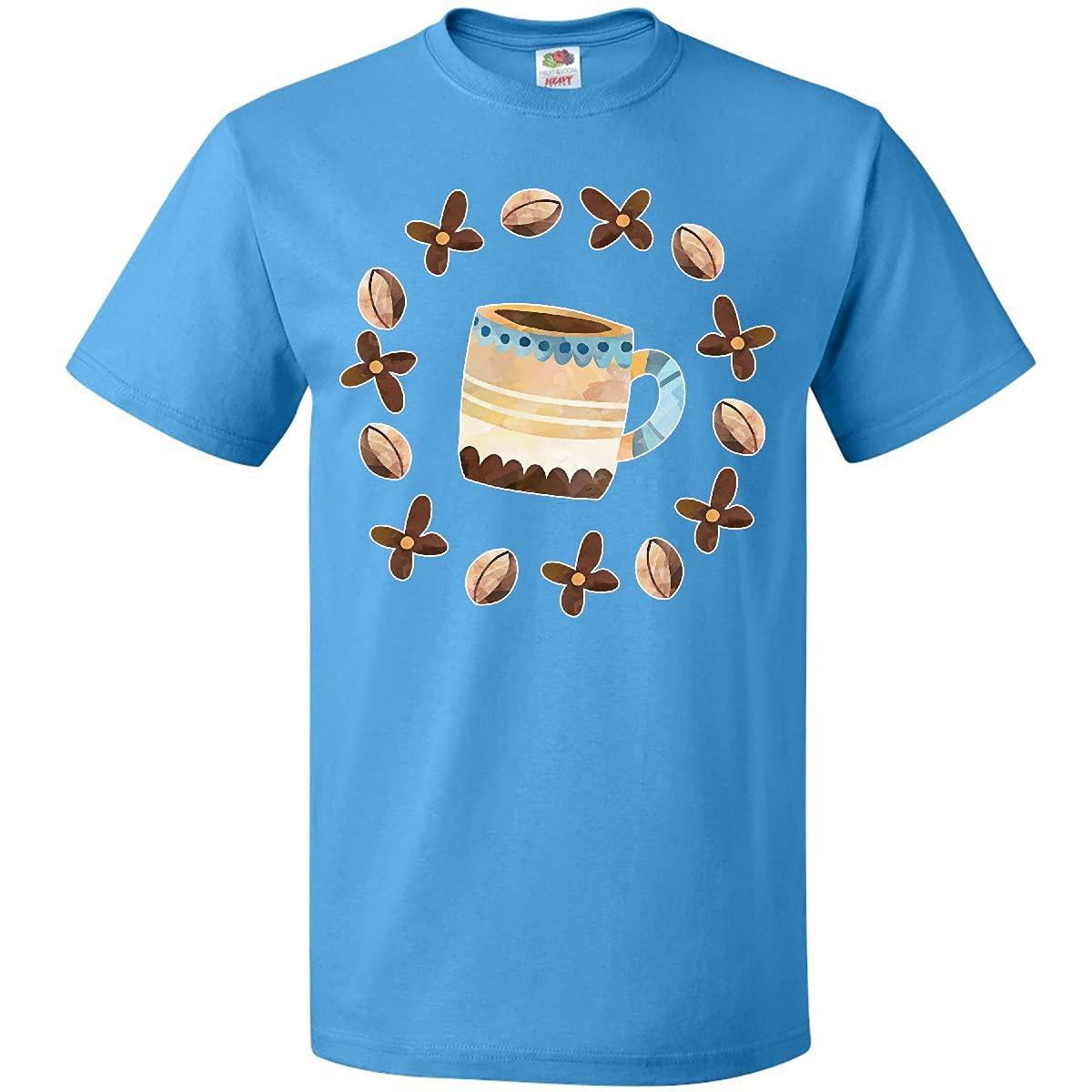 Inktastic Coffee Beans & Flower Circle Coffee Cup T-Shirt - Perfect for Baristas, Coffee Lovers & Casual Wear