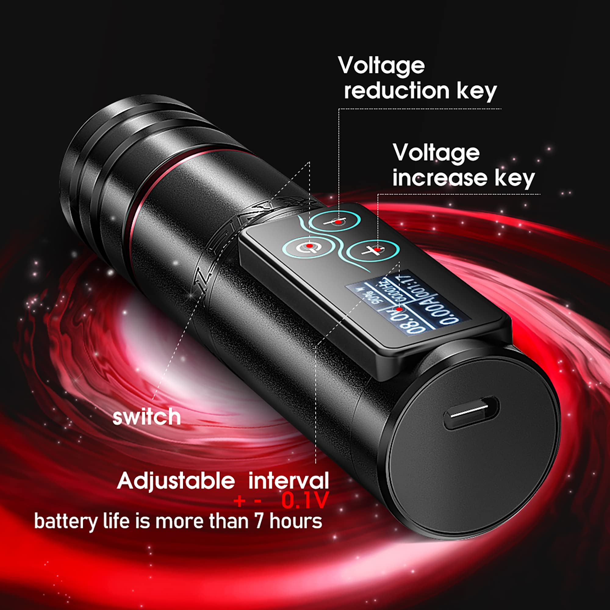 Xnet Vane Wireless Tattoo Machine - Professional Rotary Tattoo Pen with Brushless Motor, 2400mAh Battery, LED Touch Screen Display & 2 Extra Batteries for Tattoo Artists | Perfect for Studio Work & Professional Tattooing