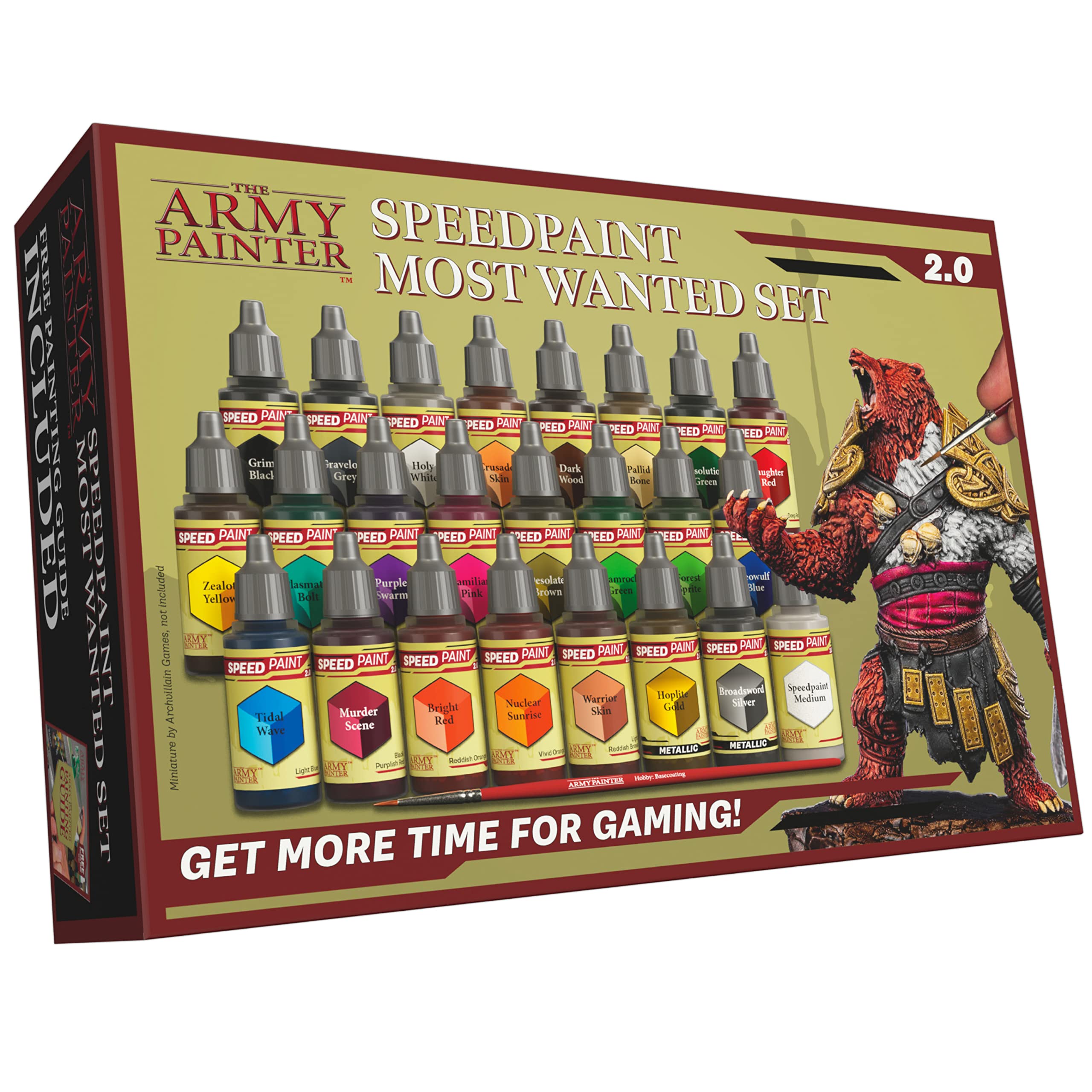 The Army Painter Speedpaint Most Wanted Set 2.0 - 24 Colors x 18ml Fast-Drying Model Paint Kit with Mixing Balls & Brush - Perfect for Miniatures, Warhammer, D&D, and Plastic Model Painting - Ideal for Hobbyists, Gamers, and Tabletop Enthusiasts
