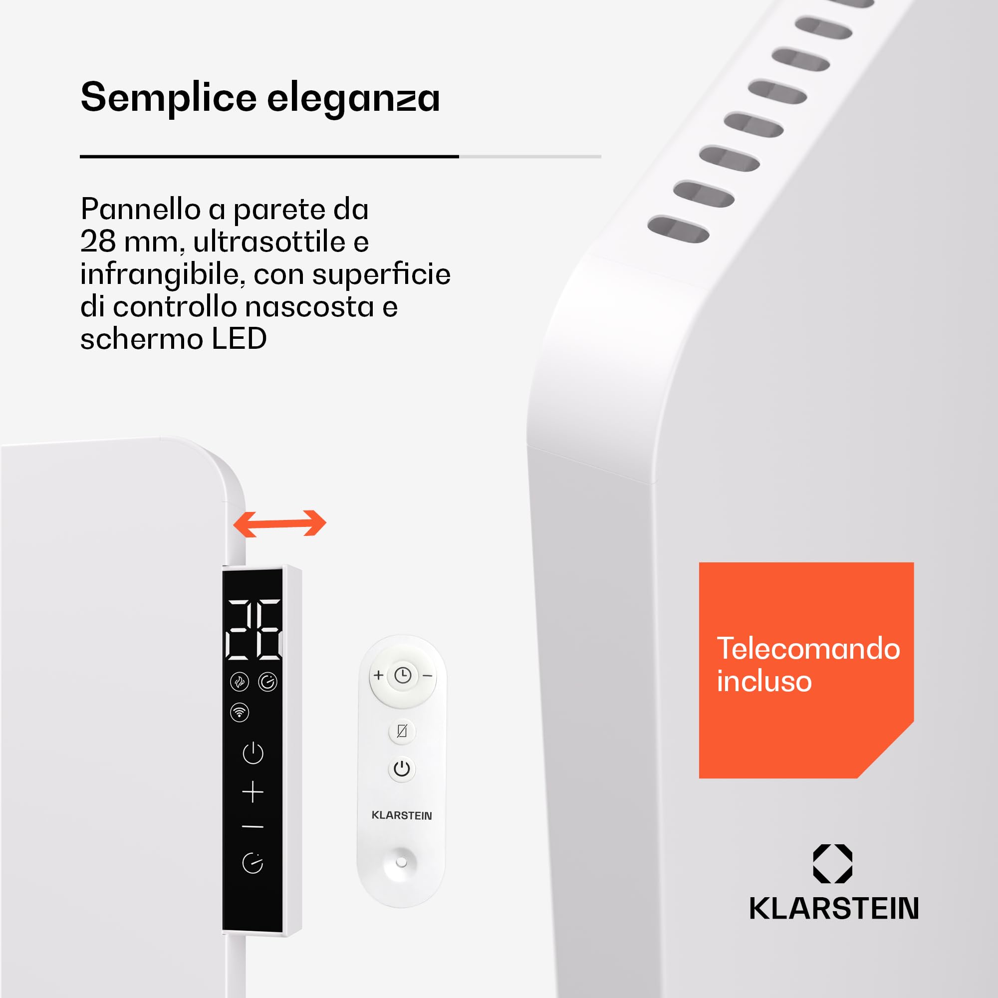 KLARSTEIN Energy Efficient 650W Infrared Electric Heater Panel with Remote Control & Timer - Carbon Free Heating Solution for Home, Office & Bedroom - Safe & Eco-Friendly Infrared Radiant Heating System