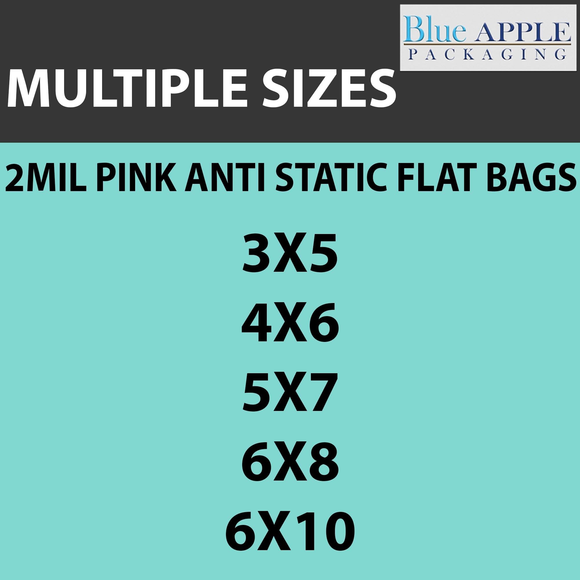Pink Anti-Static Plastic Flat Bags - 3x5 Inches, 2 Mil Thick (Pack of 100) | Heavy Duty Heat Sealable Packaging Bags for Small Parts, Jewelry & Crafts | Perfect for Ecommerce, Retail & Small Business Product Protection