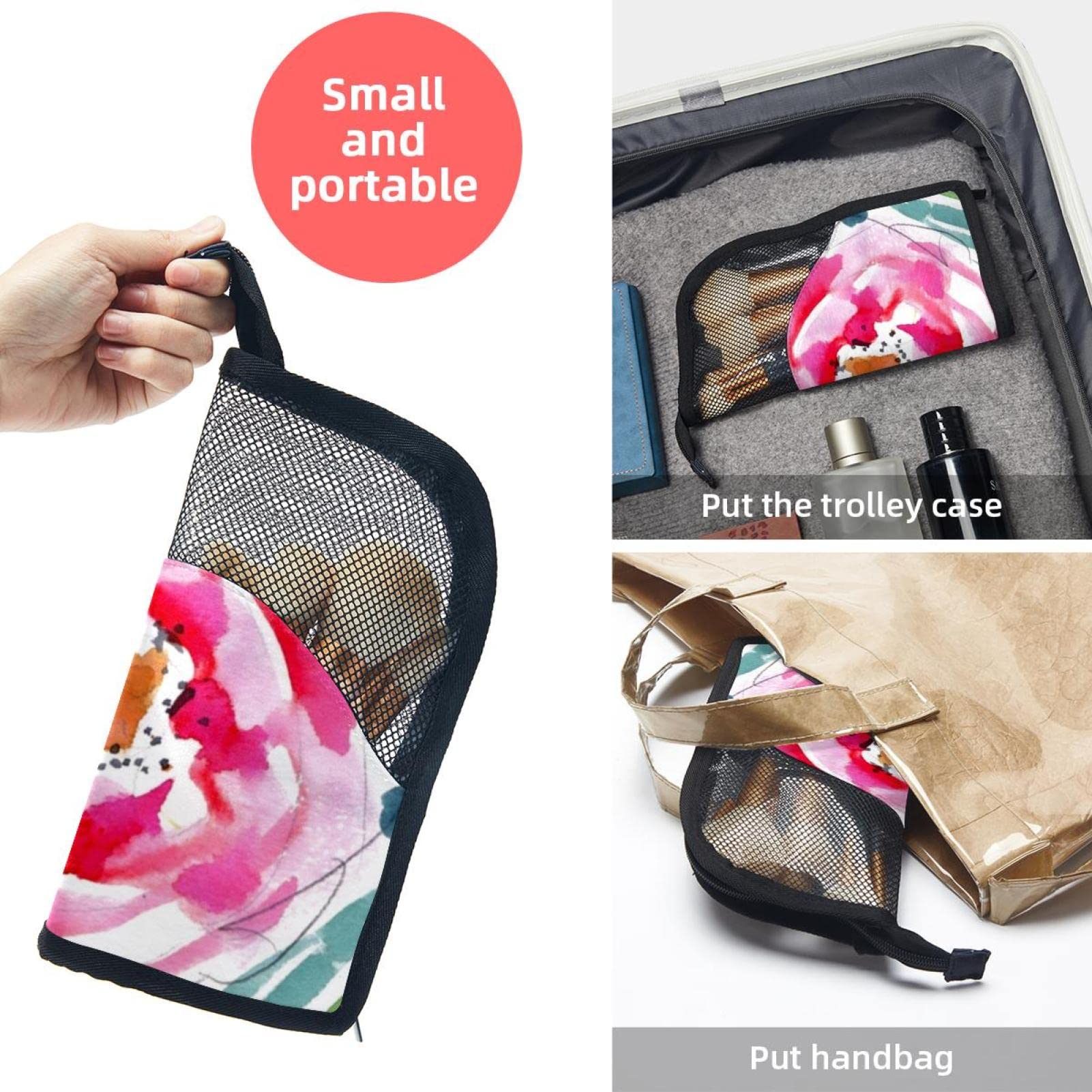 Watercolor Leaves Floral Makeup Brush Organizer Bag with 12 Brushes - Portable Cosmetic Brush Holder Case for Travel, Home & Professional Makeup Artists