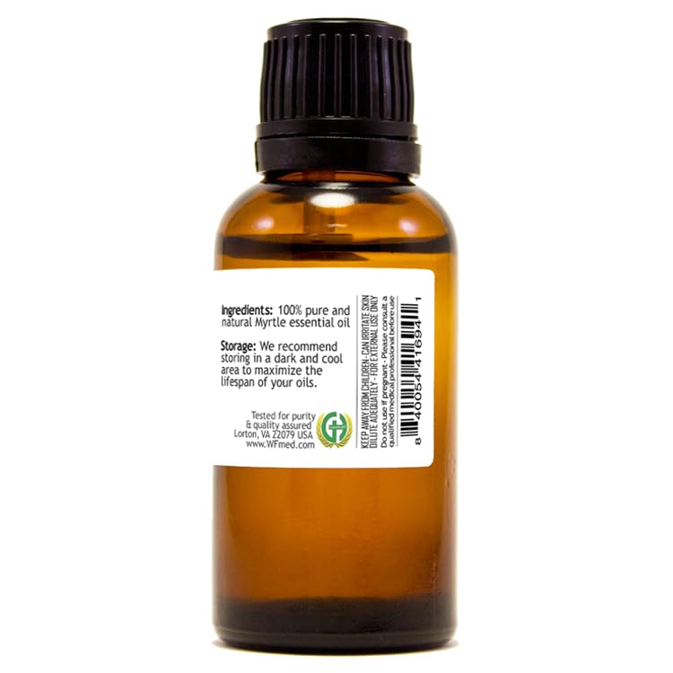 100% Pure Myrtle Essential Oil from Morocco - 1 fl oz (30 ml) Glass Bottle - Aromatherapy, Diffuser & Massage Oil - GreenHealth Brand - Perfect for Relaxation, Stress Relief & Skin Care