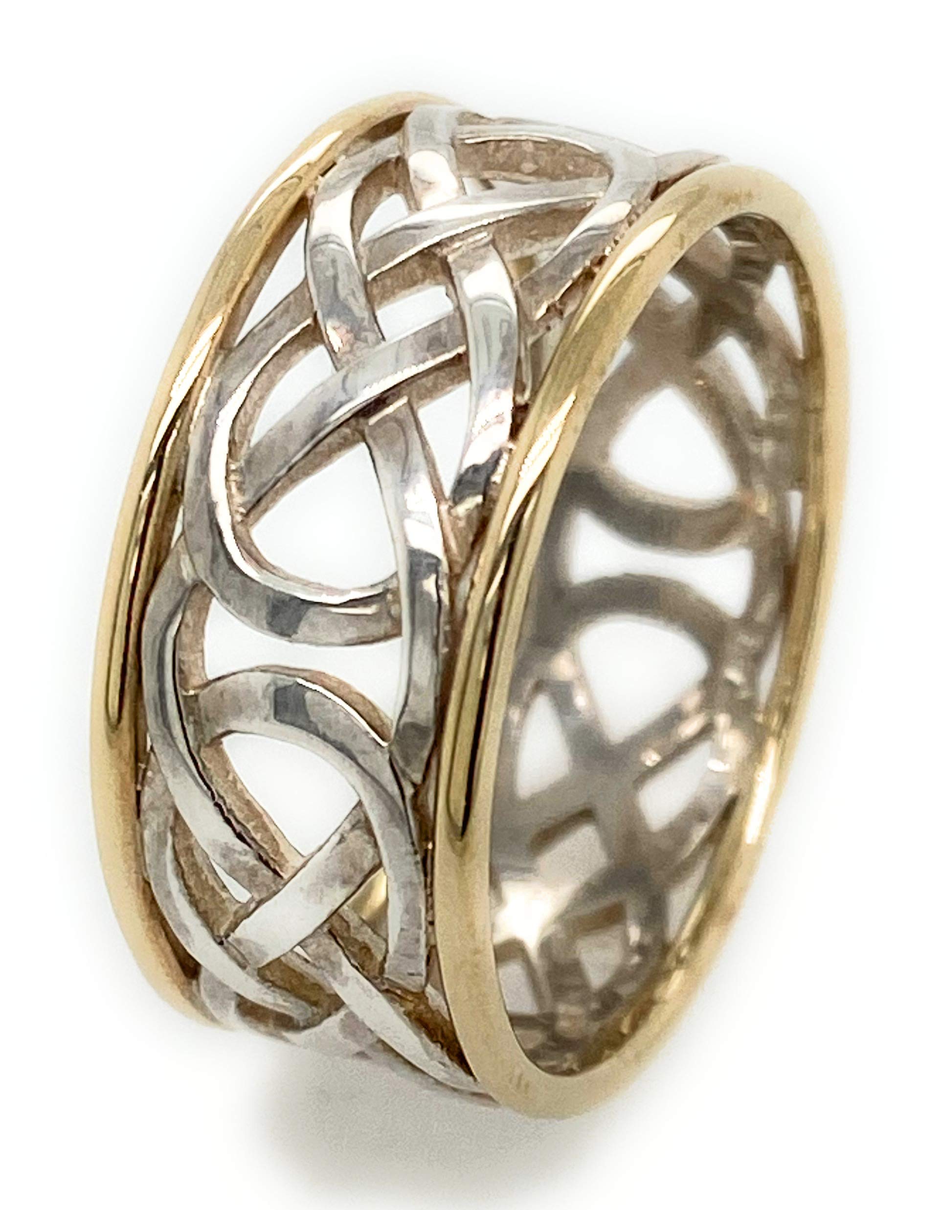 Celtic Knot Ring for Women - Sterling Silver & Gold Plated Irish Jewelry - Perfect for Weddings, Anniversaries & Special Occasions