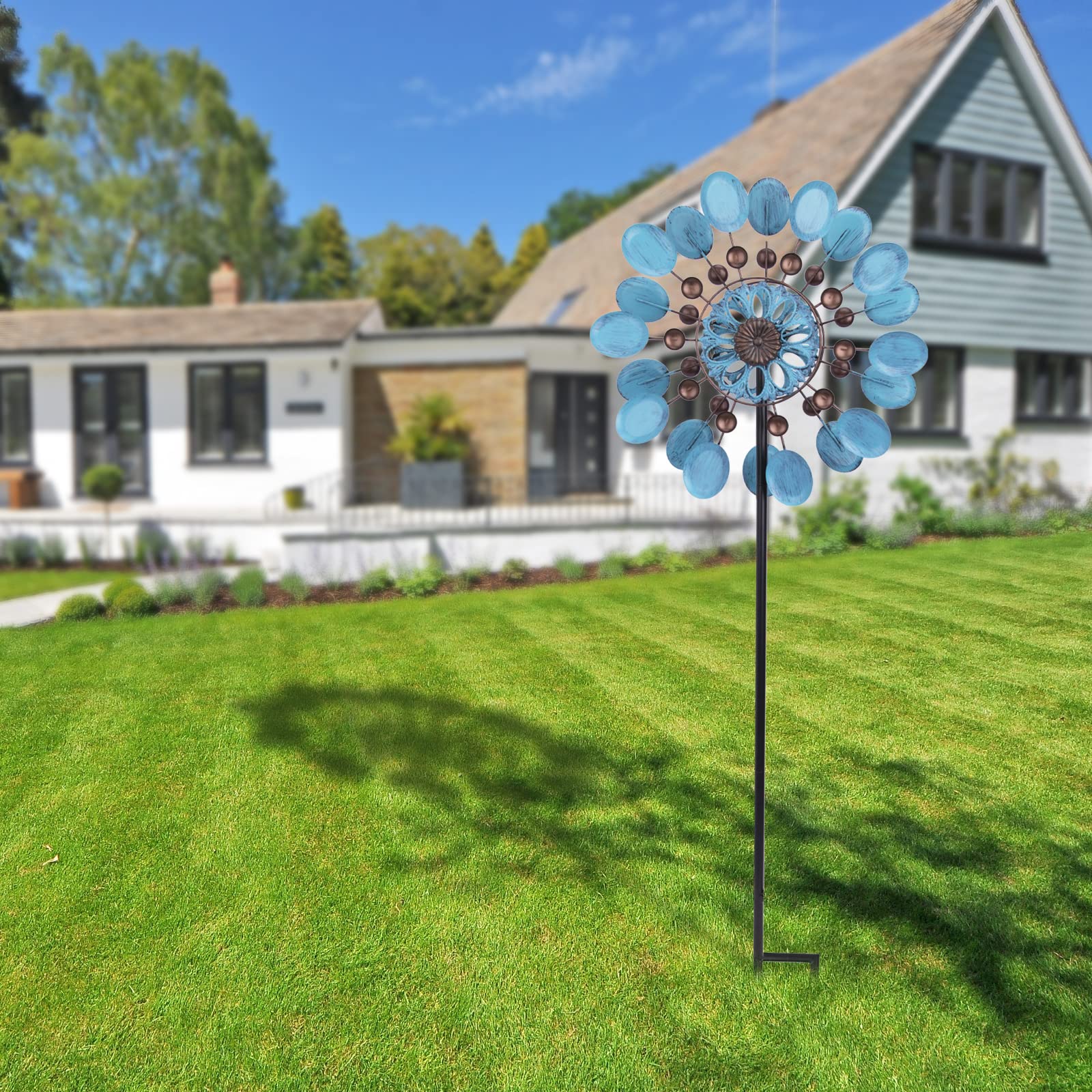 MUMTOP 44 Inches Kinetic Wind Spinner - Outdoor Metal Wind Catcher for Garden, Yard, Patio & Lawn Decor | Durable Weather-Resistant Windmill for Relaxing Outdoor Spaces & Zen Garden Atmosphere