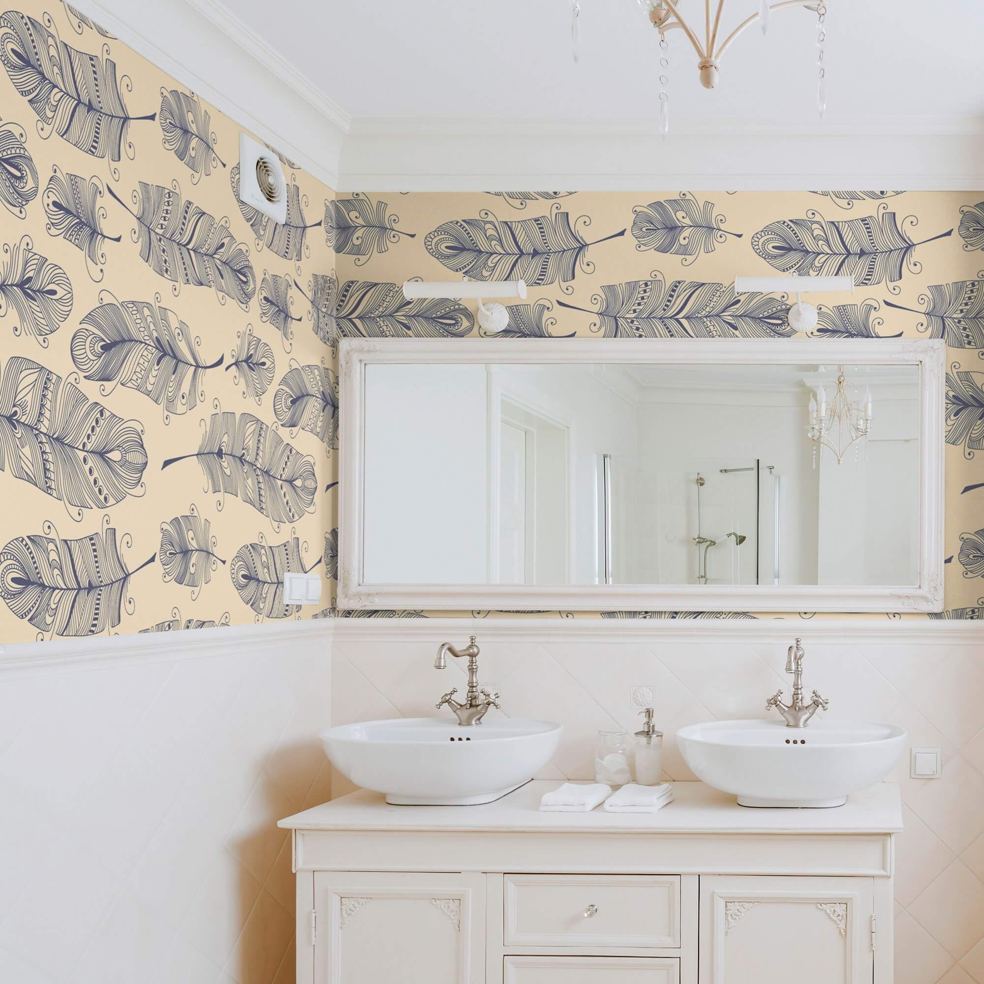 Tan and Blue Global Animal Peel and Stick Removable Wallpaper 0159 - Self-Adhesive Decorative Wallpaper for Nursery, Bedroom, or Office - Easy to Install and Remove Without Damage