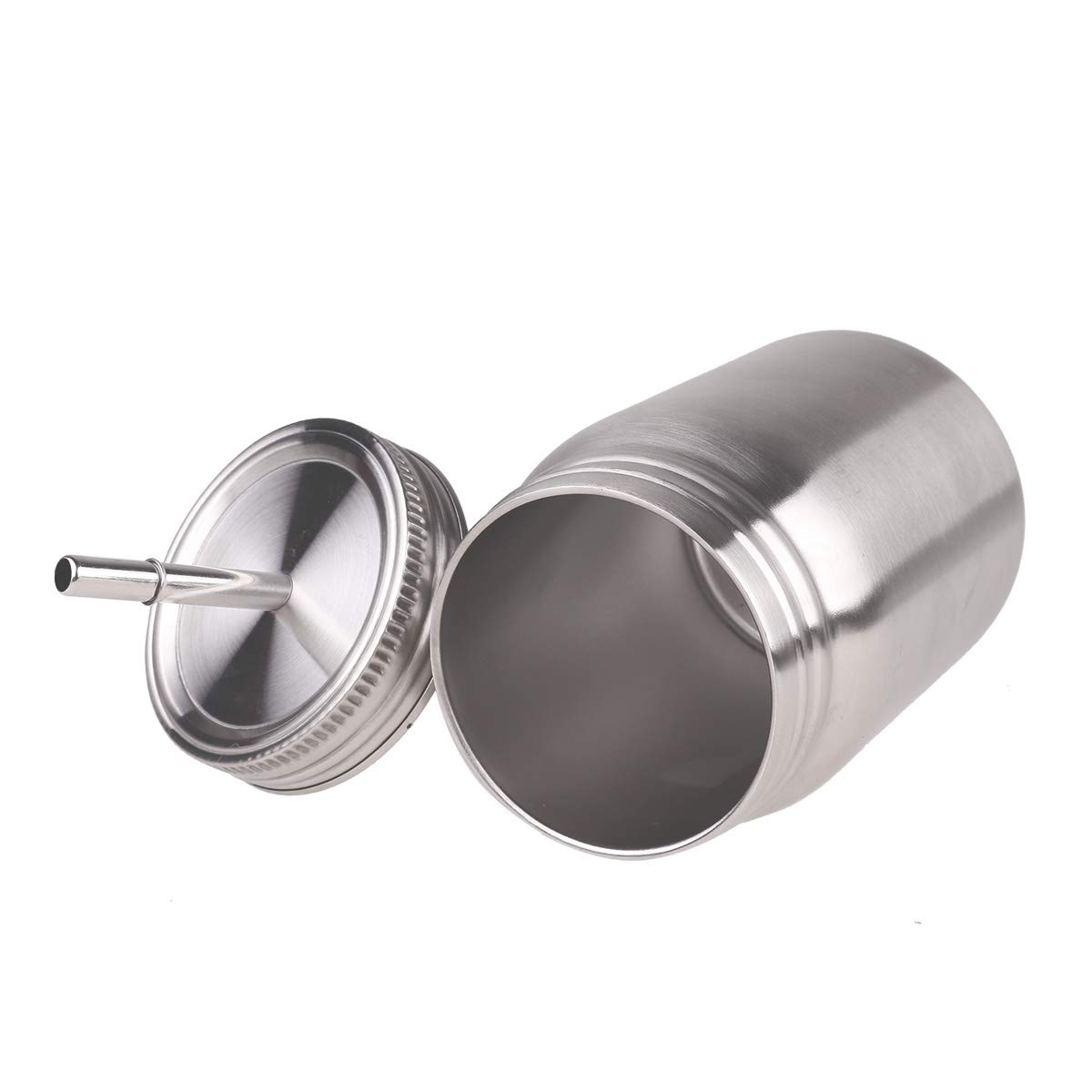YiZYiF Stainless Steel Mason Jar Cups with Lids & Straws - 700ml Unbreakable Water Tumbler for Kids & Adults - Dishwasher Safe, Single-Wall, Silver - Perfect for Home, Office, School & Outdoor Activities