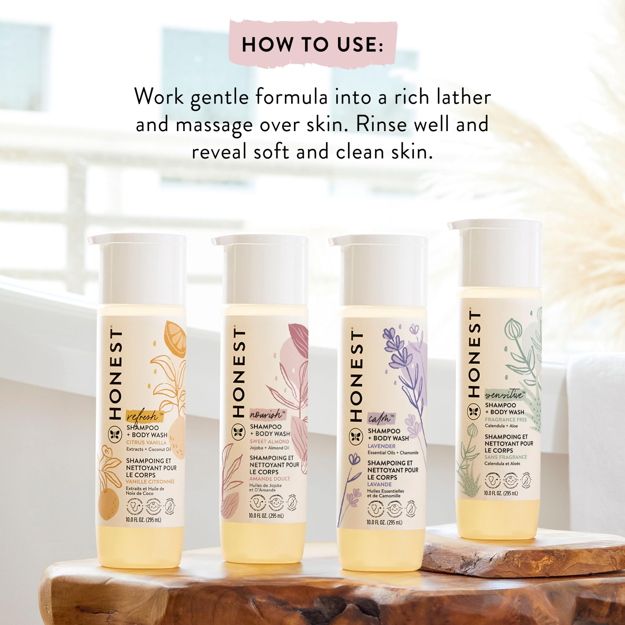 The Honest Company 2-in-1 Cleansing Shampoo + Body Wash & Face + Body Lotion Bundle | Gentle Baby Wash with Naturally Derived Ingredients | Lavender Scent, 18.5 fl oz | Perfect for Newborn Bath Time & Sensitive Skin Care