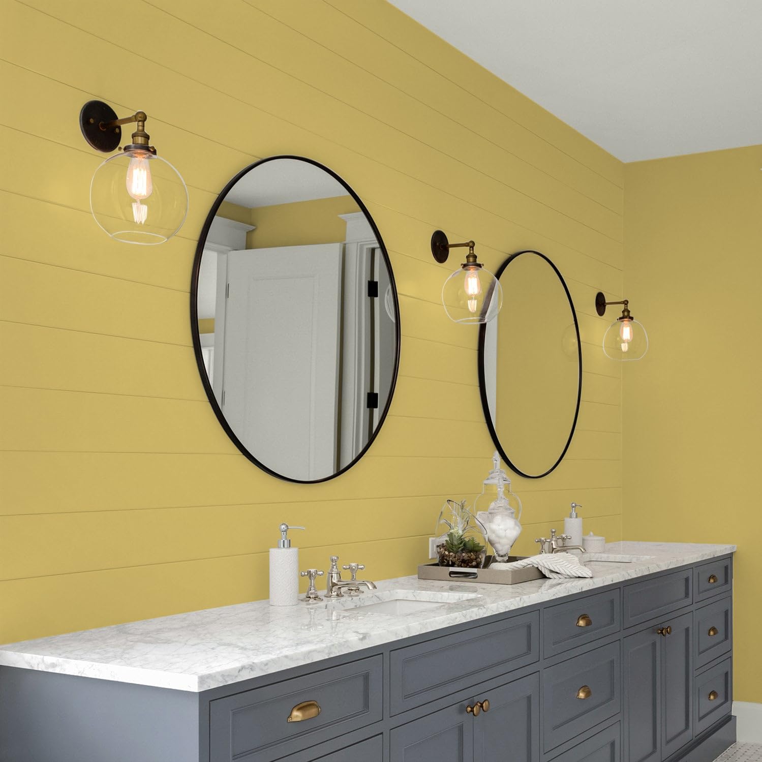 Glidden Interior Paint + Primer in Split Pea Soup Yellow - 1 Gallon Eggshell Finish One Coat Coverage - Perfect for Living Rooms, Bedrooms & Home Decor Projects