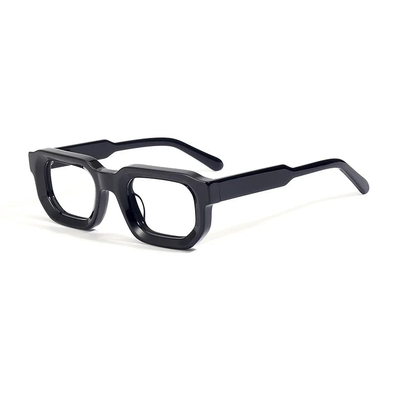 Stylish Black Unisex Acetate Square Eyeglasses with Full Rim Brow Line - Perfect for Work, Reading & Fashion (Model 22037)