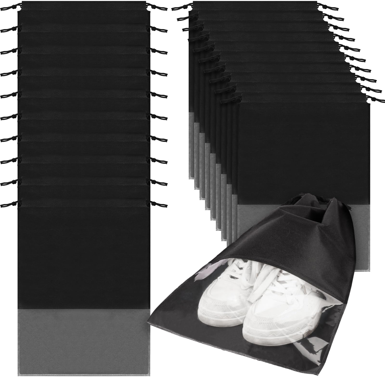 20-Pack Clear Drawstring Shoe Bags for Travel - 12.6
