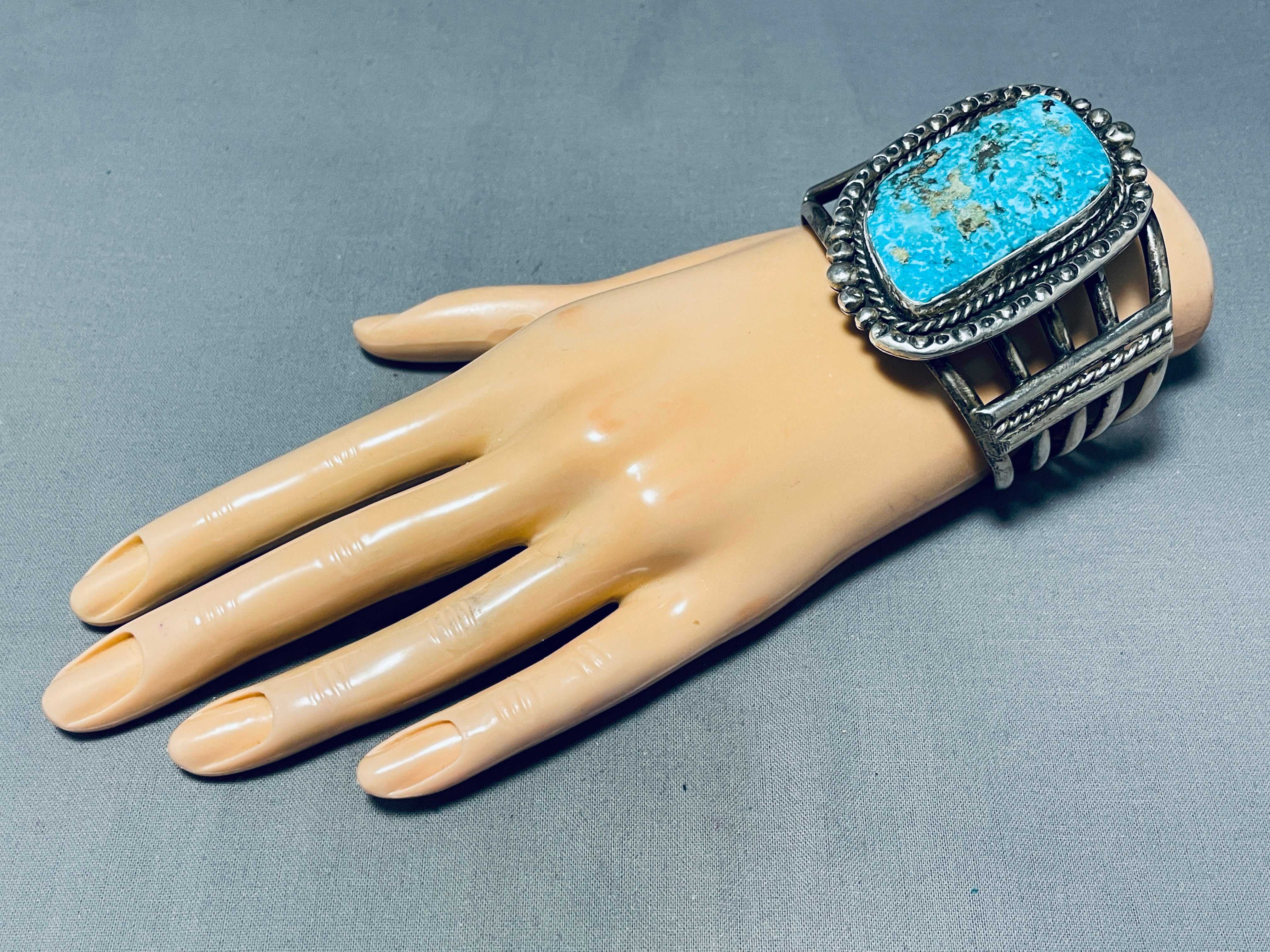 Authentic Navajo Sterling Silver Turquoise Bracelet - 106g Vintage Handmade Jewelry for Women - Perfect for Boho Fashion, Gift Giving & Special Occasions