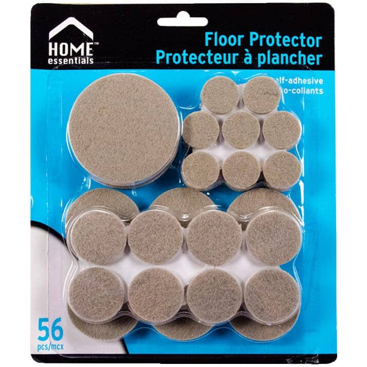 HOME ESSENTIALS 56-Piece Assorted Floor Protection Felt Pads - Furniture Floor Protectors for Hardwood, Tile & Laminate - Prevent Scratches & Noise Reduction for Chairs, Tables & Furniture Moving