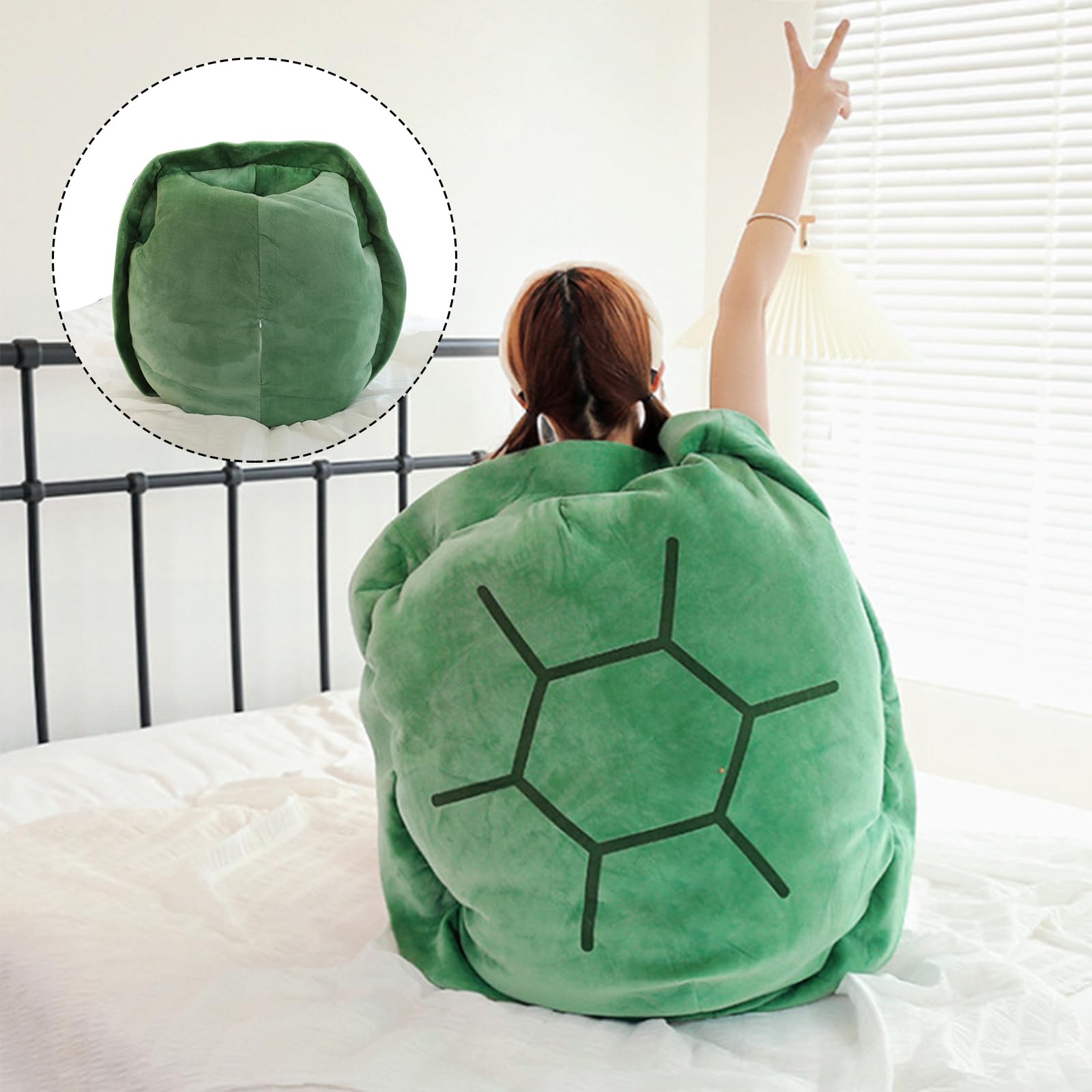40 Inch Wearable Turtle Shell Pillow - Soft Plush Tortoise Shell Stuffed Animal Cushion Toy for Adults & Kids - Perfect for Halloween Costumes, Cosplay, Dress Up Parties & Lazy Lounging