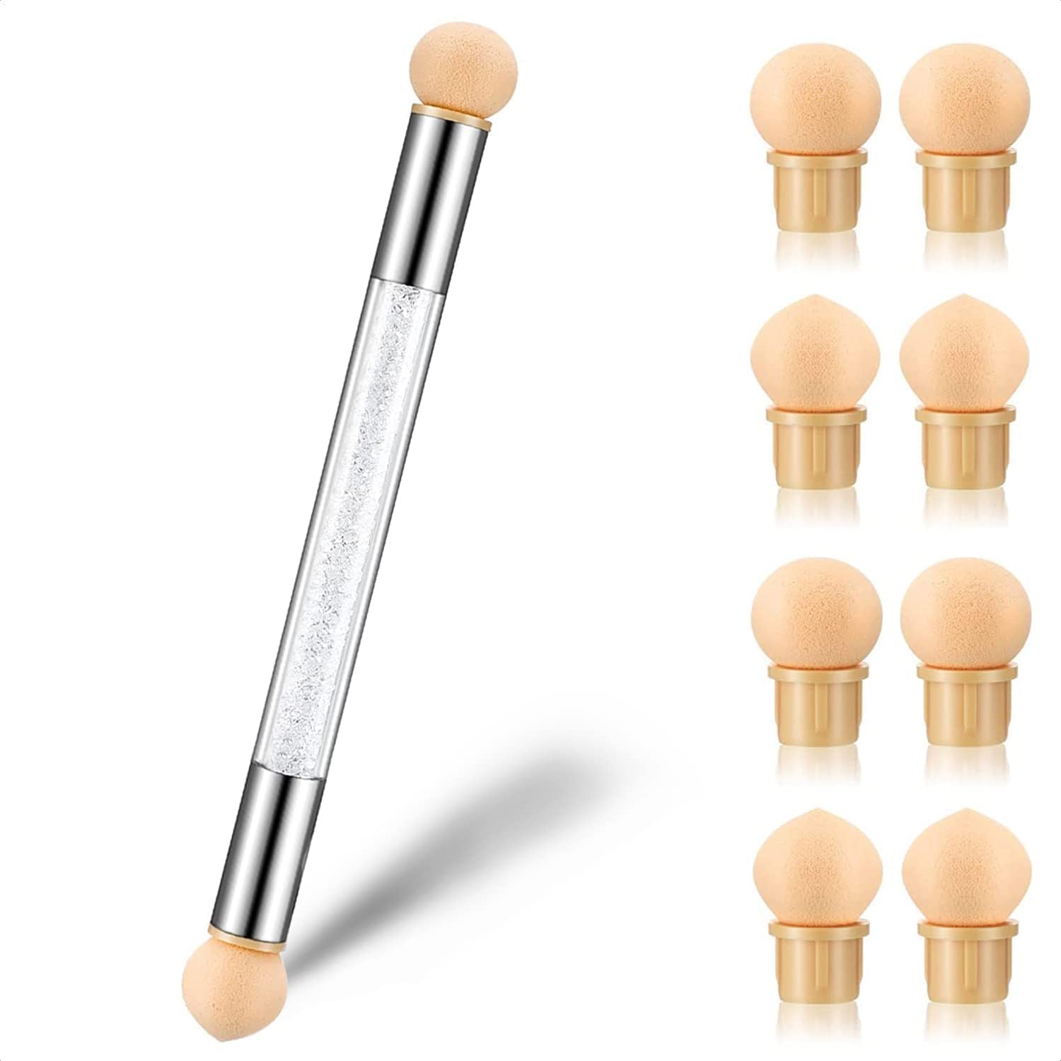 NAILWIND Dual Head Nail Art Sponge Brush - Ombre Gradient Dotting Pen with 4 Replacement Heads - Perfect for DIY Nail Designs, Salon Manicures & Professional Nail Artistry
