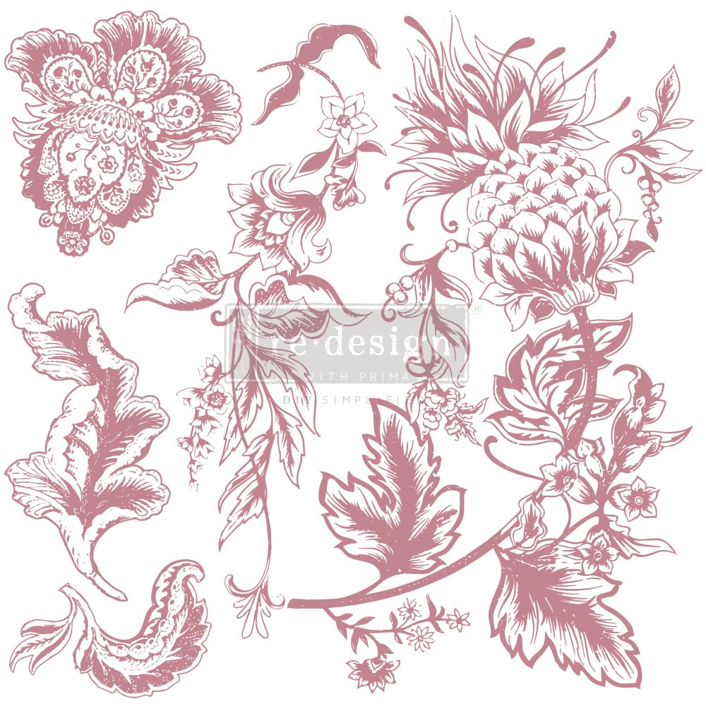 Rustic Floral Clear-Cling Stamps for Wall Art, Furniture & Home Decor - DIY Decorative Stickers for Nightstand, Vanity Table, Computer Desk & Makeup Station - Perfect for Bedroom, Office & Craft Room Decorating Projects