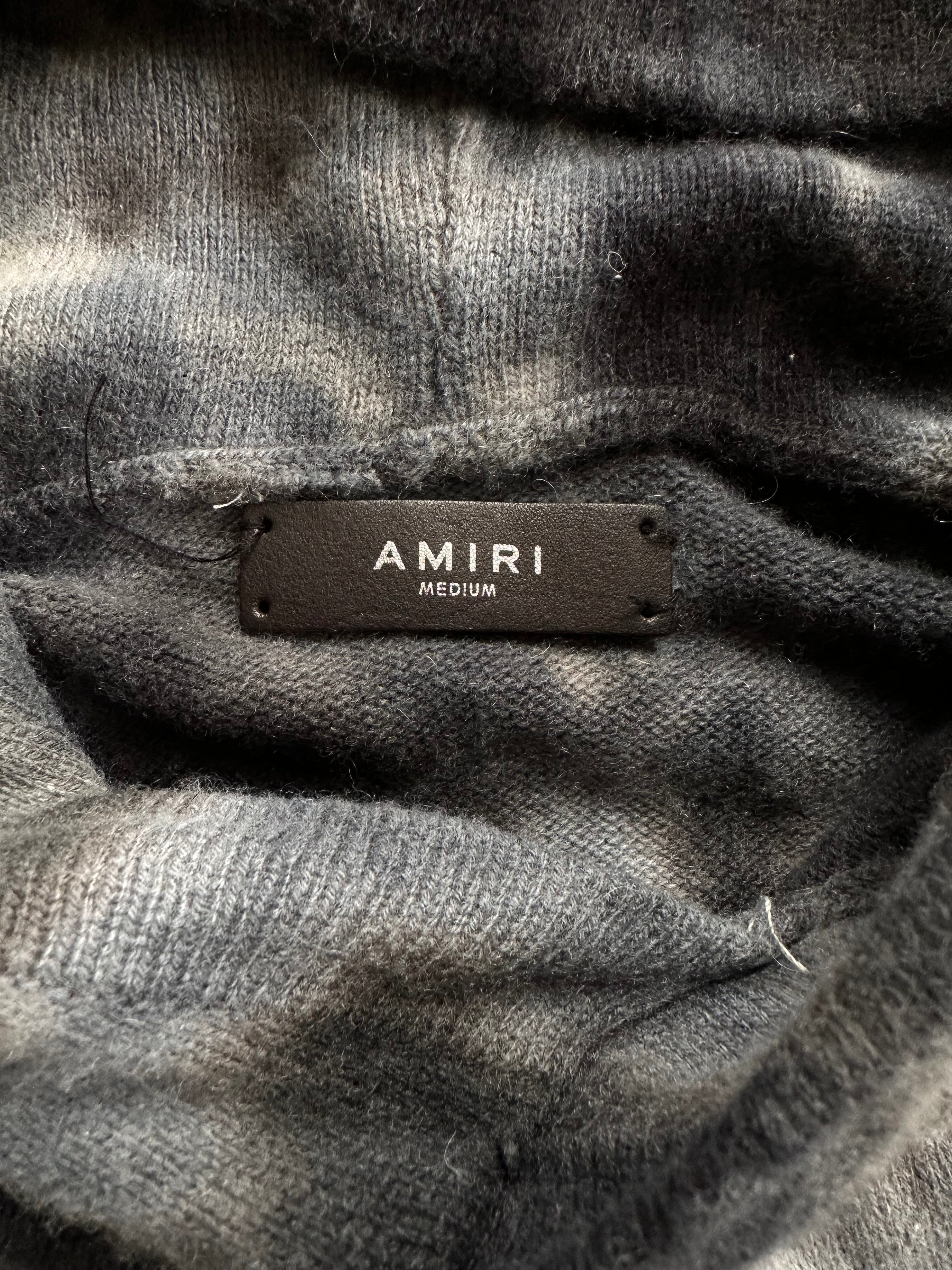 Amiri Black & Blue Tie Dye Cashmere Distressed Hoodie - Luxury Men's Streetwear for Casual Wear & Urban Fashion