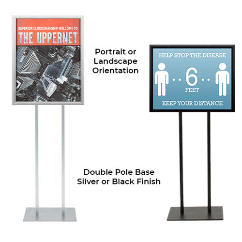 Double Pole Floor Stand 22x34 Sign Holder | 1 1/4