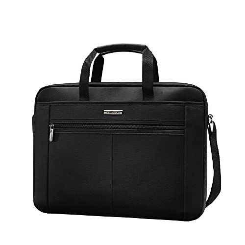 Samsonite® 15.4 Inch Laptop Briefcase - Slim Business Computer Bag with Single Gusset Design, Black & Gray - Perfect for Office, Travel & Commuting