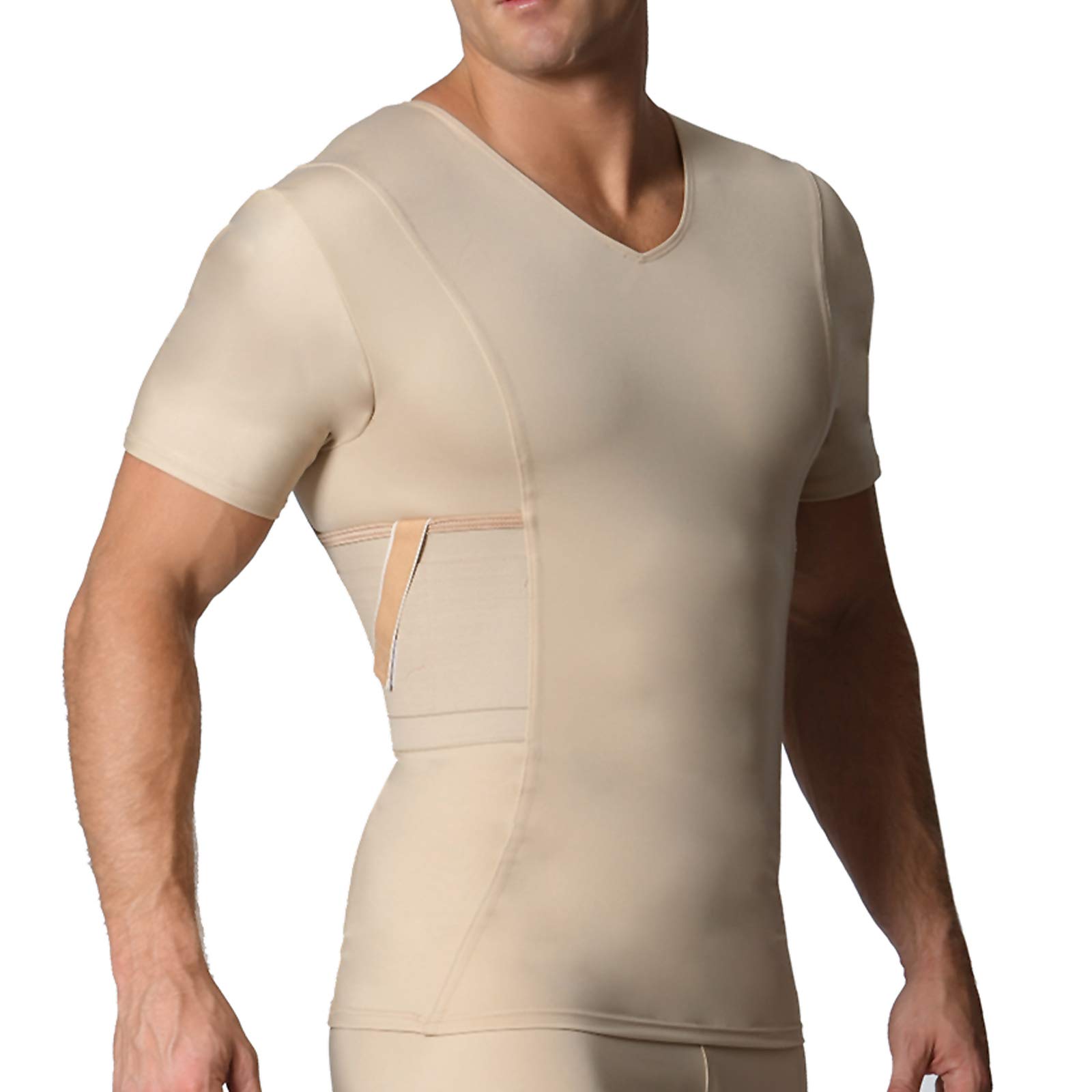 Concealed Carry Compression V-Neck Shirt with Built-in Holster - Tactical Underwear for Everyday Wear, Training & Home Defense (MGV017) | Ideal for CCW, Gym Workouts & Personal Protection
