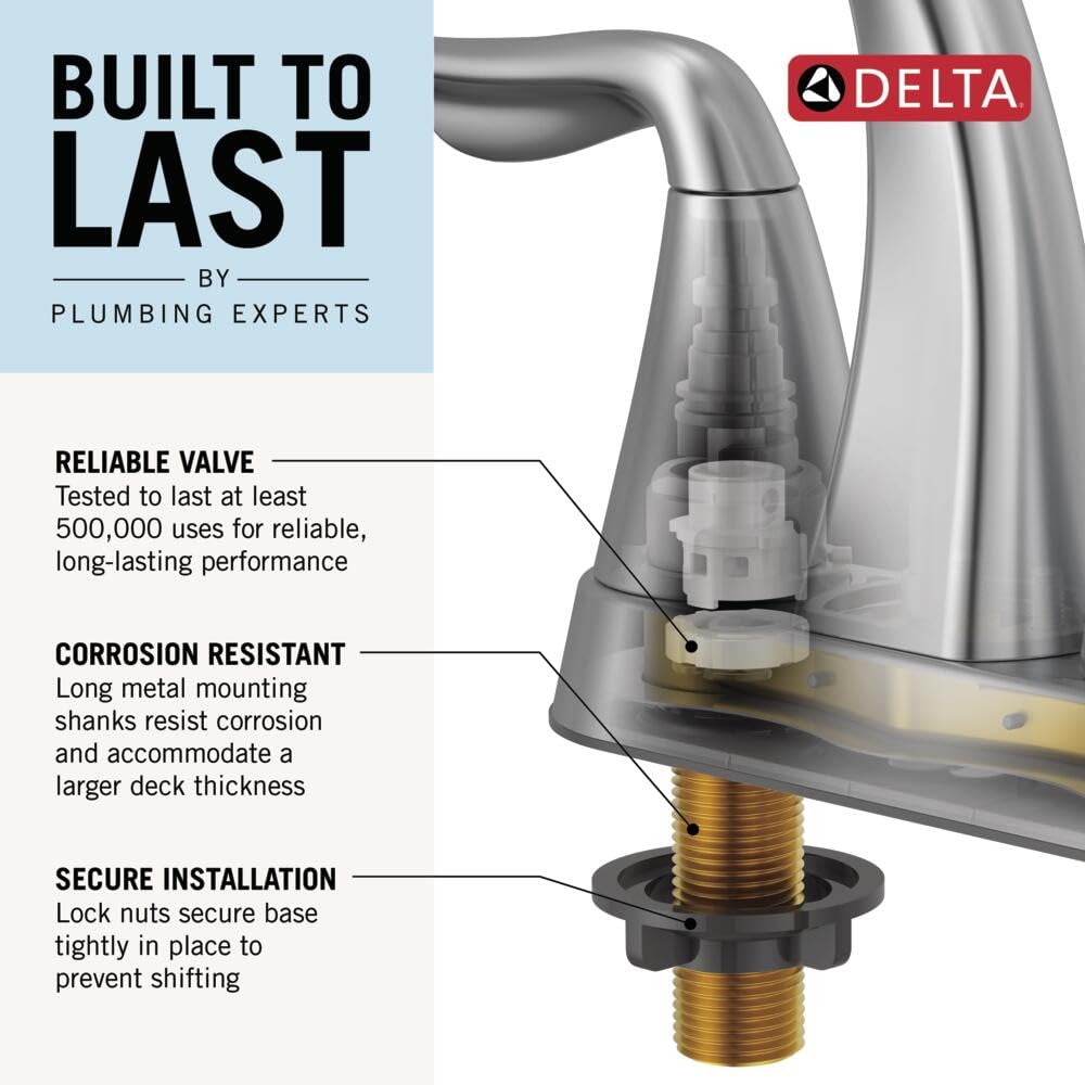 Delta Woodhurst Centerset Bathroom Faucet - Oil Rubbed Bronze 2-Handle Bathroom Sink Faucet with Metal Push-Pop Drain - Venetian Bronze 2532LF-RBMPU - Perfect for Modern Bathroom Vanities and Powder Rooms