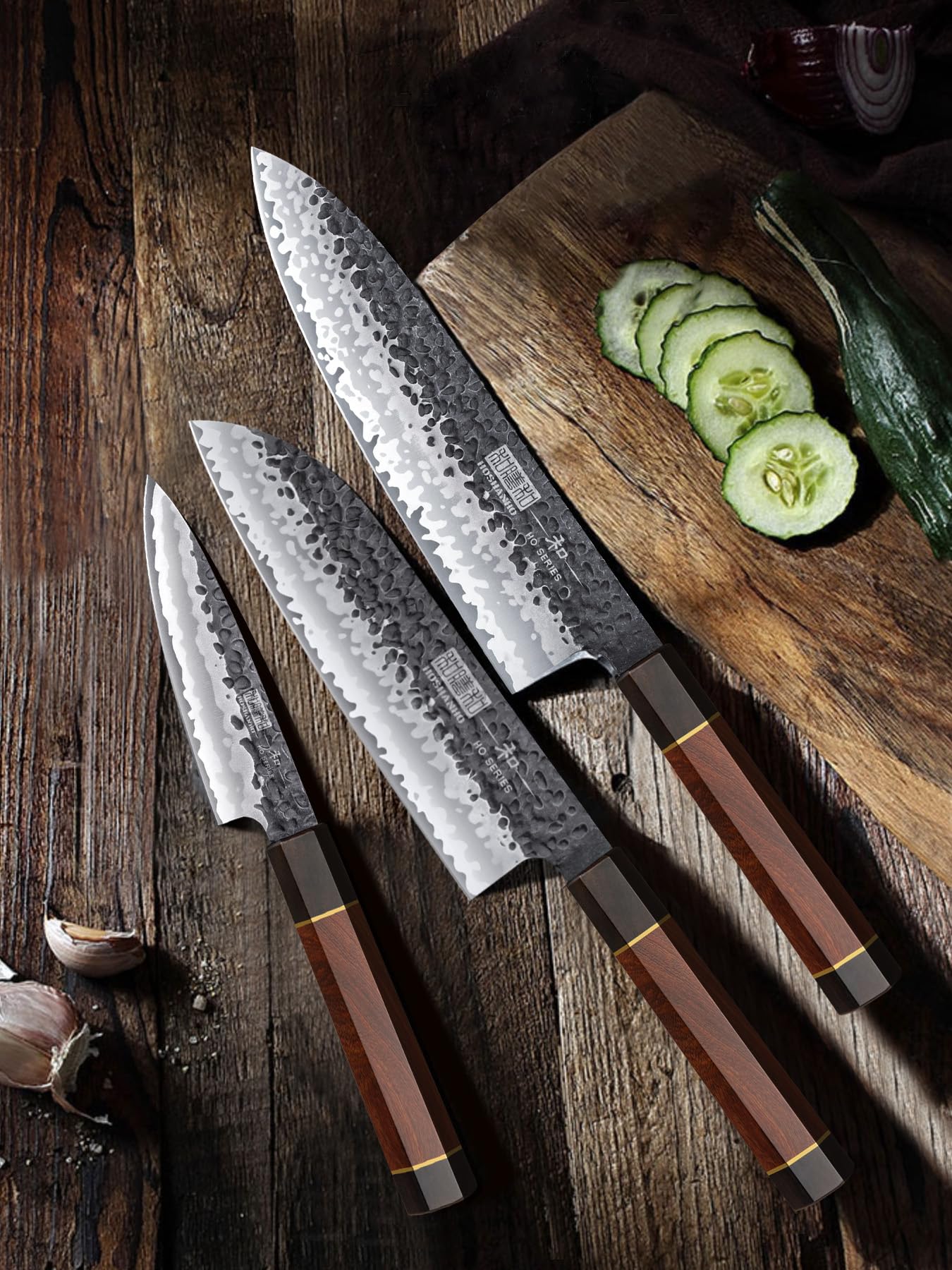 3-Piece Professional High Carbon Steel Kitchen Knife Set - Ultra Sharp Japanese Chef Knives with Ergonomic Handle & Gift Box - Perfect for Home Cooking, Restaurant Use, and Gift Giving