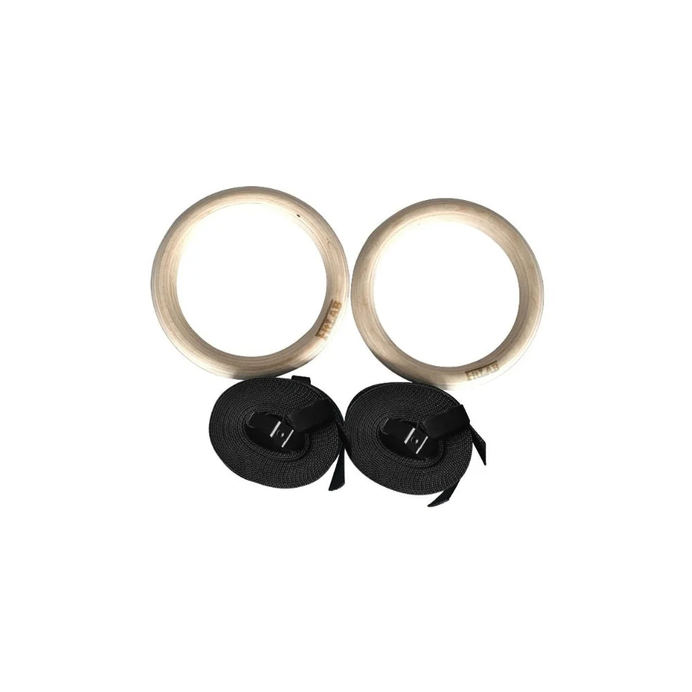 Fitlab Gym Rings Pair - Adjustable Wooden Gymnastic Rings for CrossFit, Calisthenics & Home Workouts - Perfect for Strength Training, Pull-Ups & Bodyweight Exercises