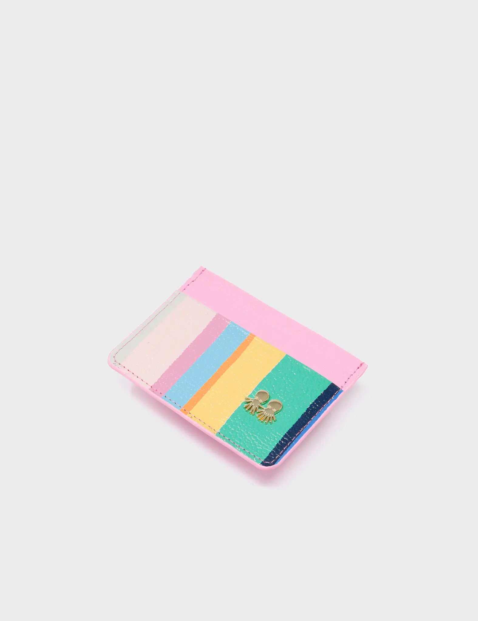 Filium Soft Neon Pink Leather Cardholder with Color Stripes Design - Slim Wallet for Women, RFID Blocking, Perfect for Everyday Use and Travel
