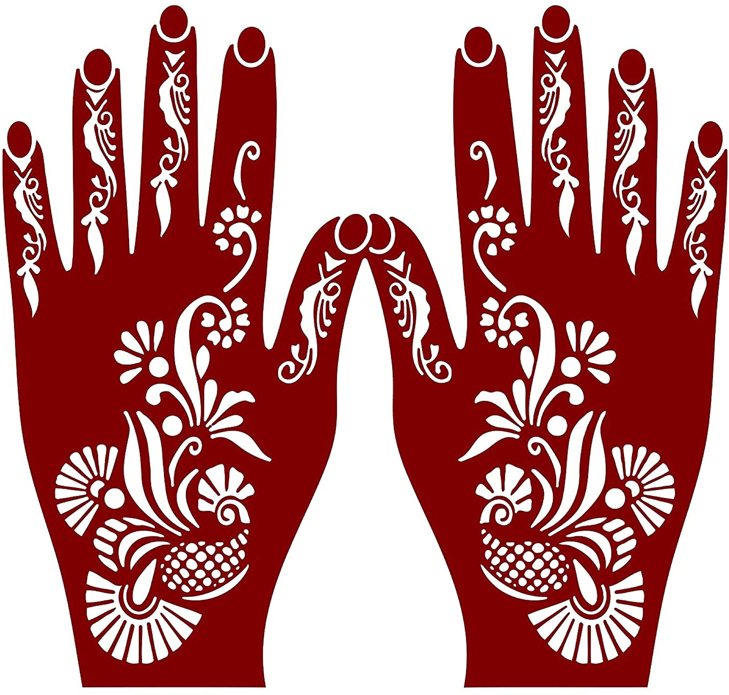 KICKWIX Henna Tattoo Stencils Kit - Easy Mehndi Design Templates for Women, Girls & Kids | 02 Reusable Stickers + Instruction Guide | Perfect for Parties, Festivals & DIY Body Art