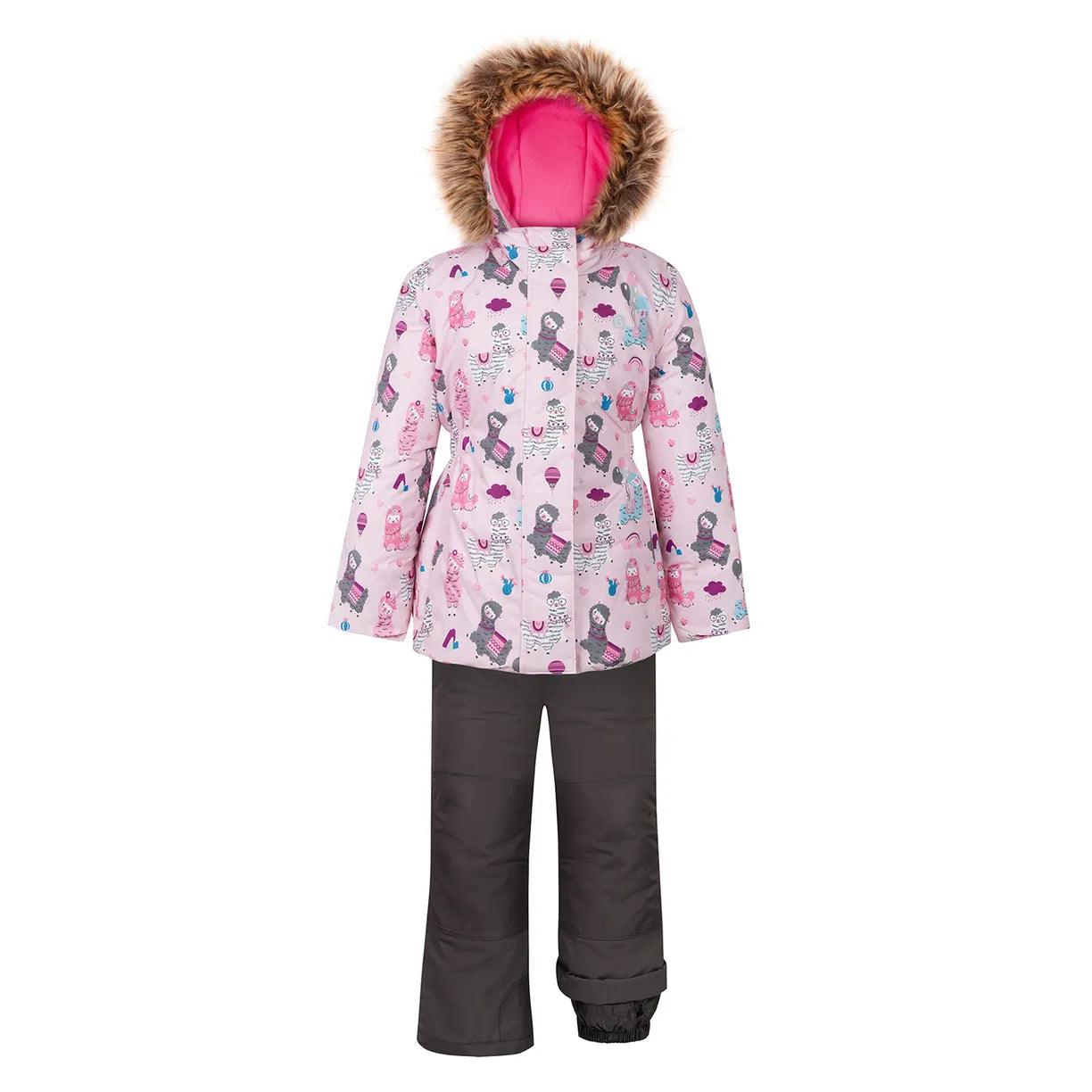 Gusti Girls Winter Snowsuit with Cute Llama Print - Waterproof & Warm (Sizes 2T to 8Y) - Perfect for Snow Play, Skiing & Outdoor Winter Activities