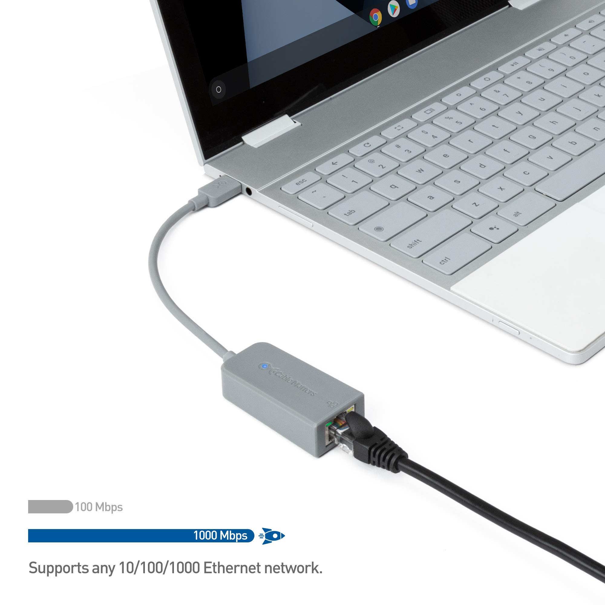 **Cable Matters USB C to Ethernet Adapter - 1Gbps Gigabit Ethernet, PXE Boot, MAC Address Clone (Thunderbolt 3 Compatible) - Gray - Works with MacBook Pro, XPS, Surface Pro - Perfect for Home Office, Gaming & Remote Work**