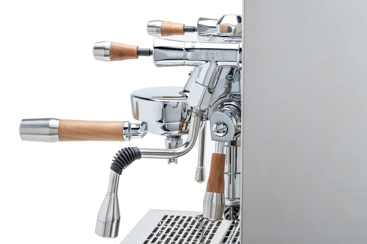 ECM Synchronika Espresso Machine with Walnut Wood & Chrome Finish - Professional Barista-Grade Coffee Maker for Home & Café Use