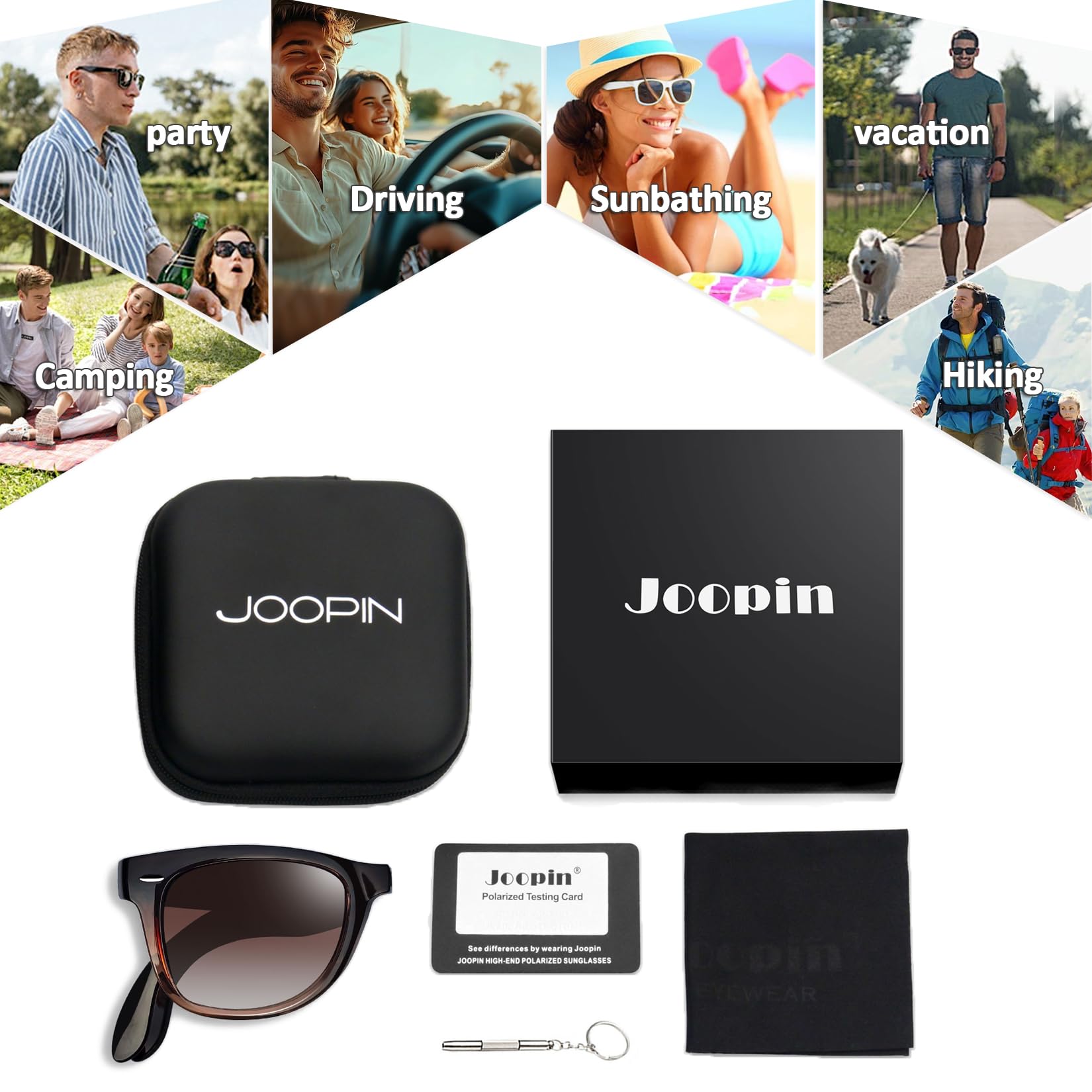 Joopin Square Polarized Sunglasses for Men & Women - UV Protection, Trendy Designer Shades for Outdoor, Driving & Fashion