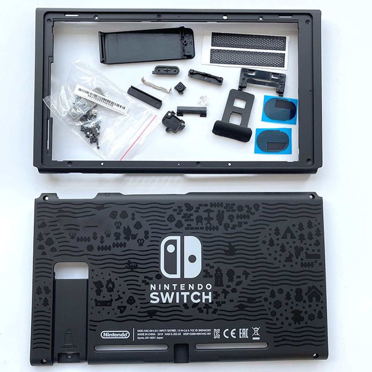Replacement Full Housing Shell with Backplate & Middle Frame for Nintendo Switch 2019/2020 Model HAC-001(-01) - DIY Repair Kit for Console Protection and Customization